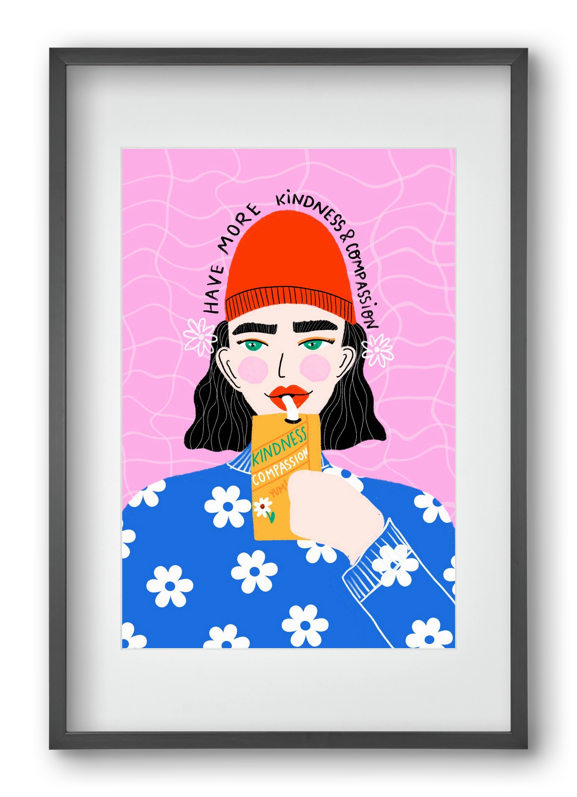 More kindness and compassion , 40x60 cm (30x45 cm), Fekete keret, paszpartuval