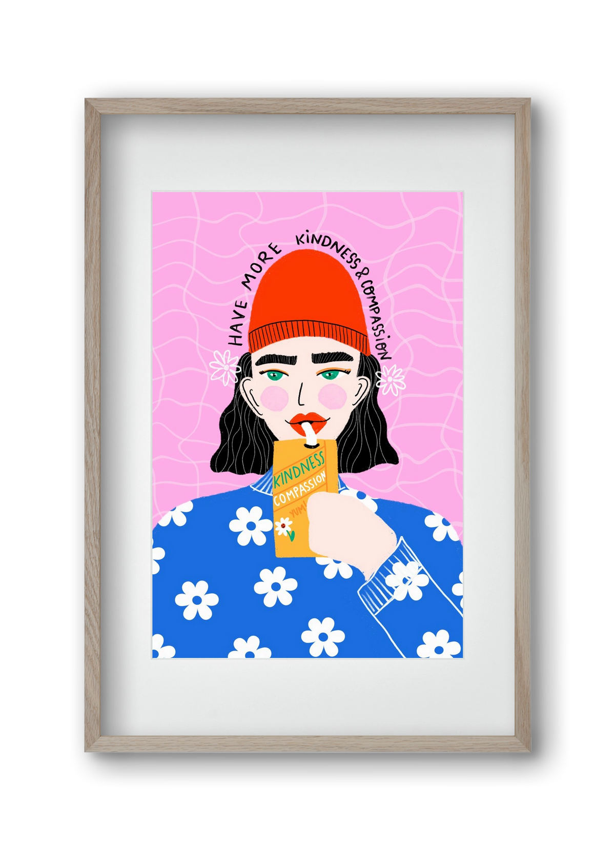 More kindness and compassion , 30x45 cm (20x30 cm), Tölgy keret, paszpartuval