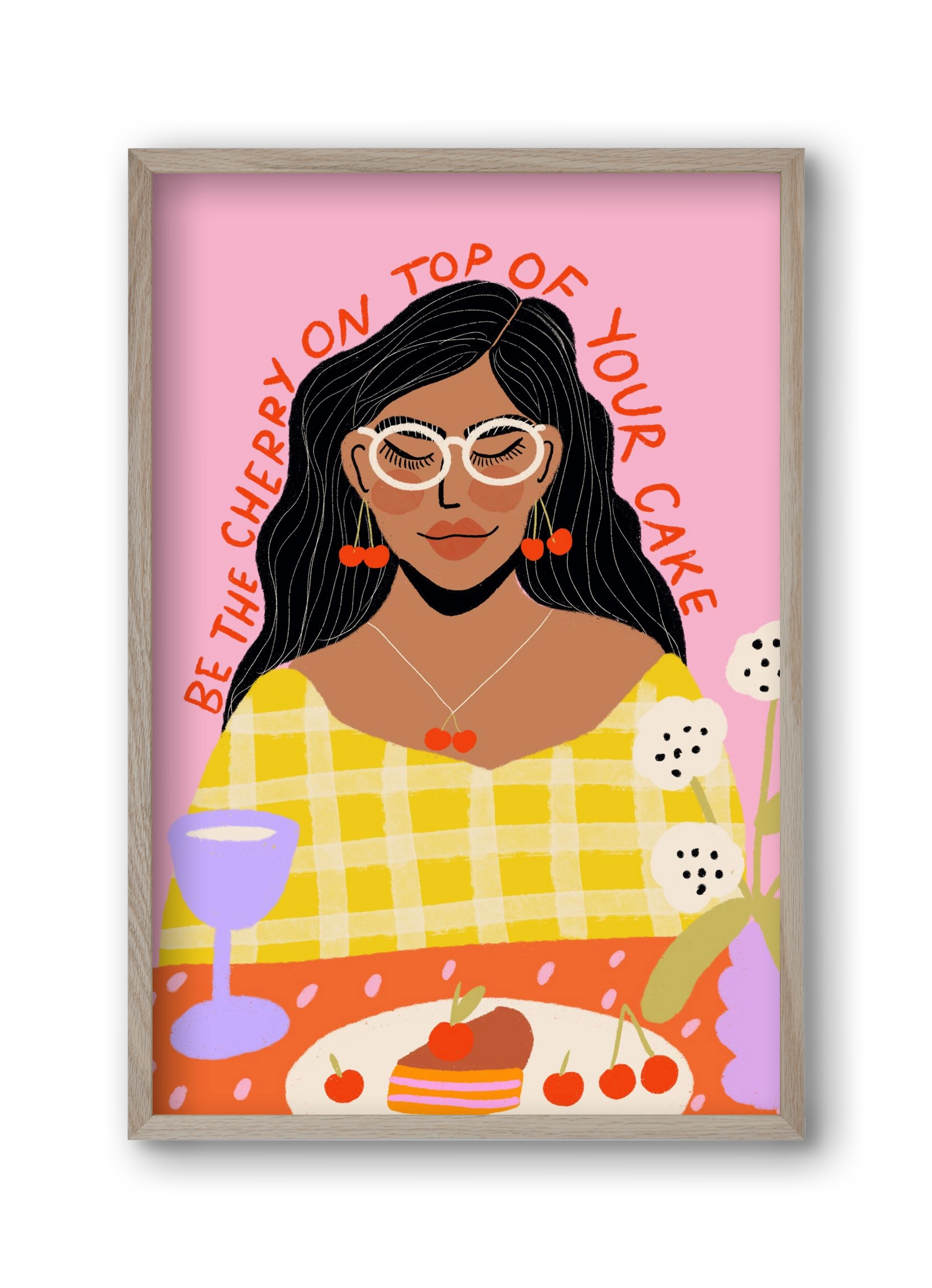 Be the cherry on your own cake , 30x45 cm (30x45 cm), Tölgy keret