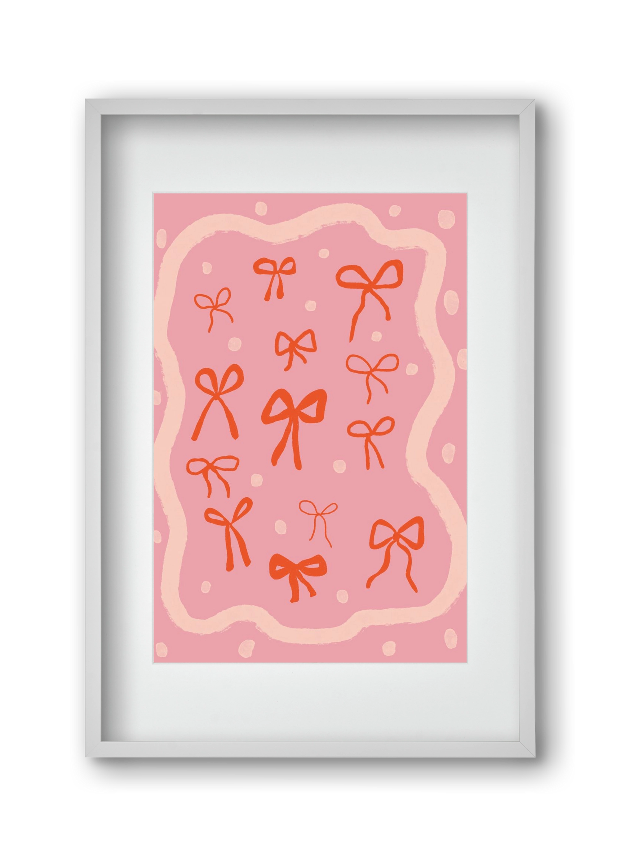 Little bows , 30x45 cm (20x30 cm), Fehér keret, paszpartuval