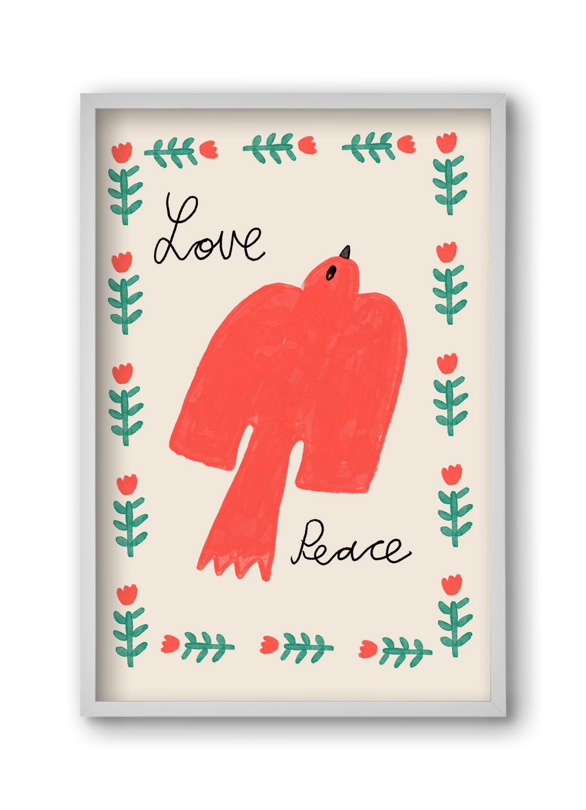 Love and Peace , 30x45 cm (30x45 cm), Fehér keret