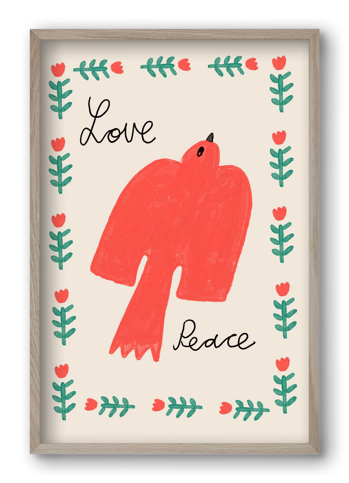 Love and Peace , 40x60 cm (40x60 cm), Tölgy keret