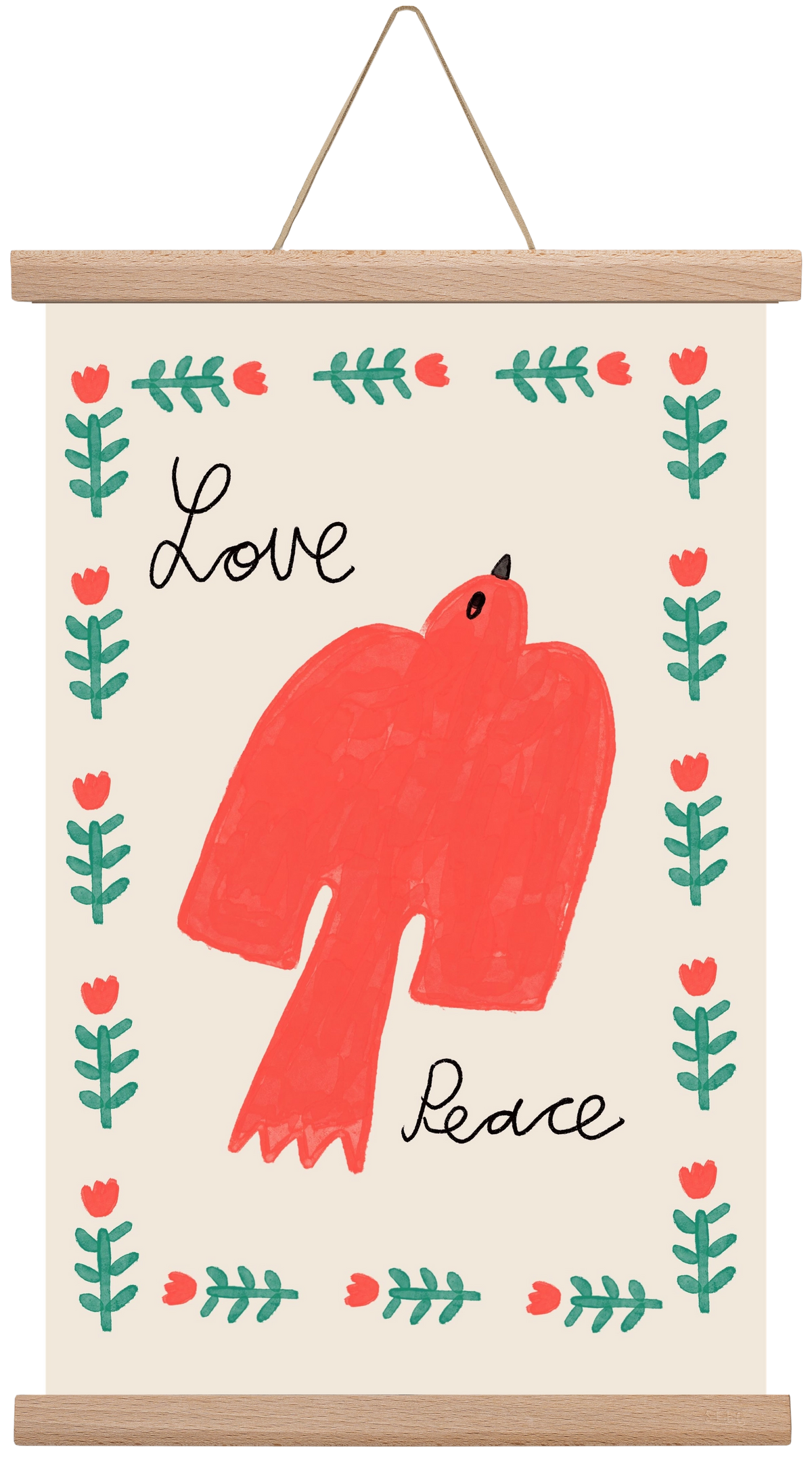 Love and Peace , 30x45 cm (30x45 cm), Tölgy akasztó