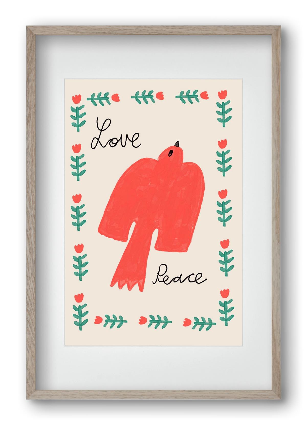 Love and Peace , 40x60 cm (30x45 cm), Tölgy keret, paszpartuval