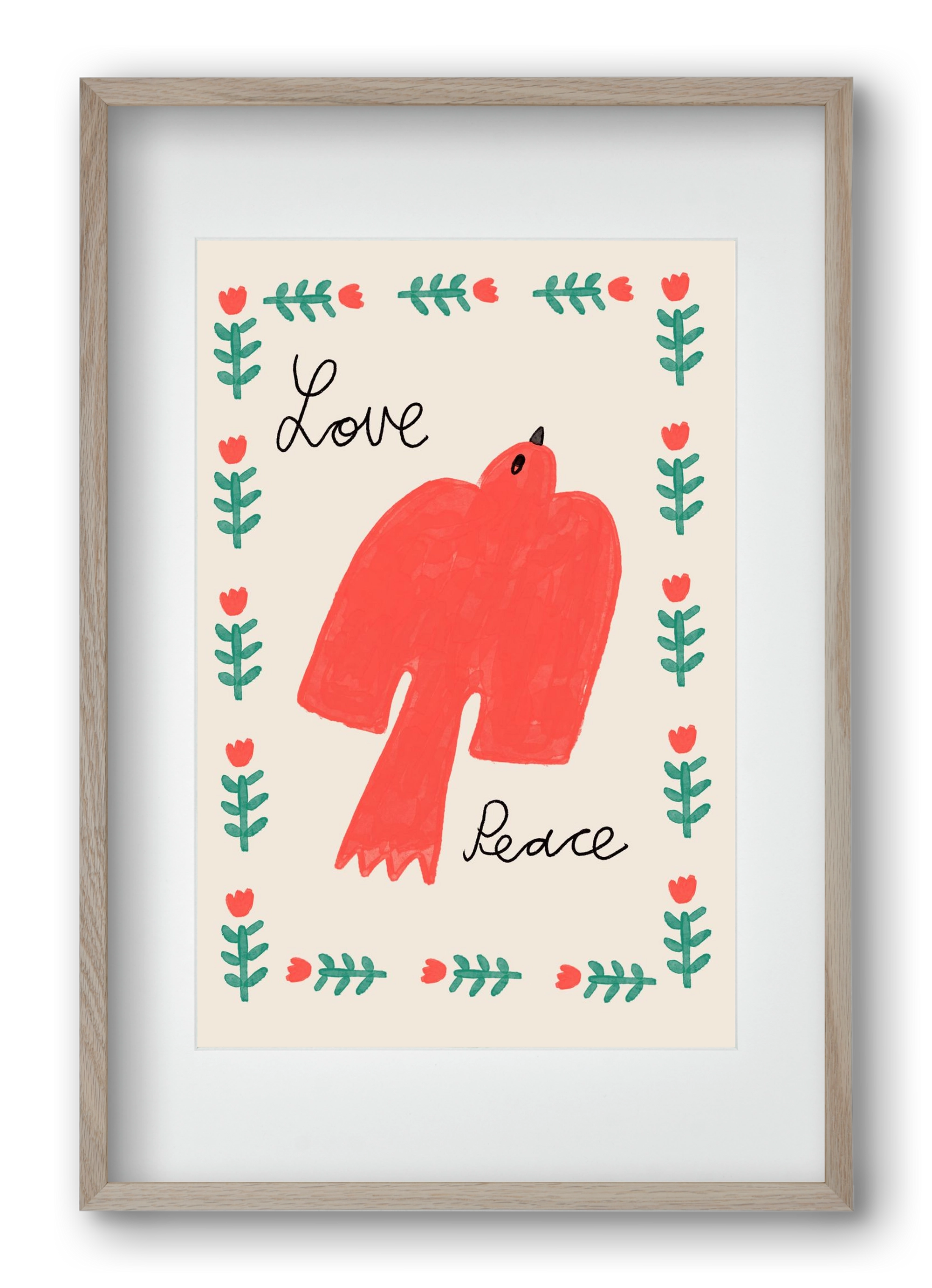 Love and Peace , 40x60 cm (30x45 cm), Tölgy keret, paszpartuval