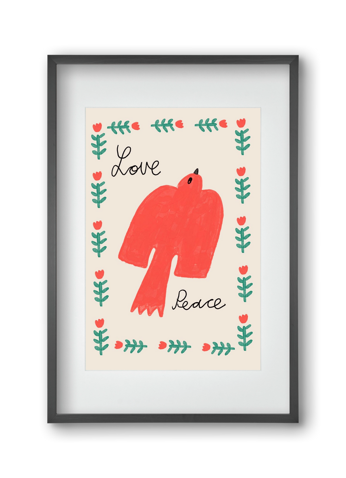 Love and Peace , 30x45 cm (20x30 cm), Fekete keret, paszpartuval