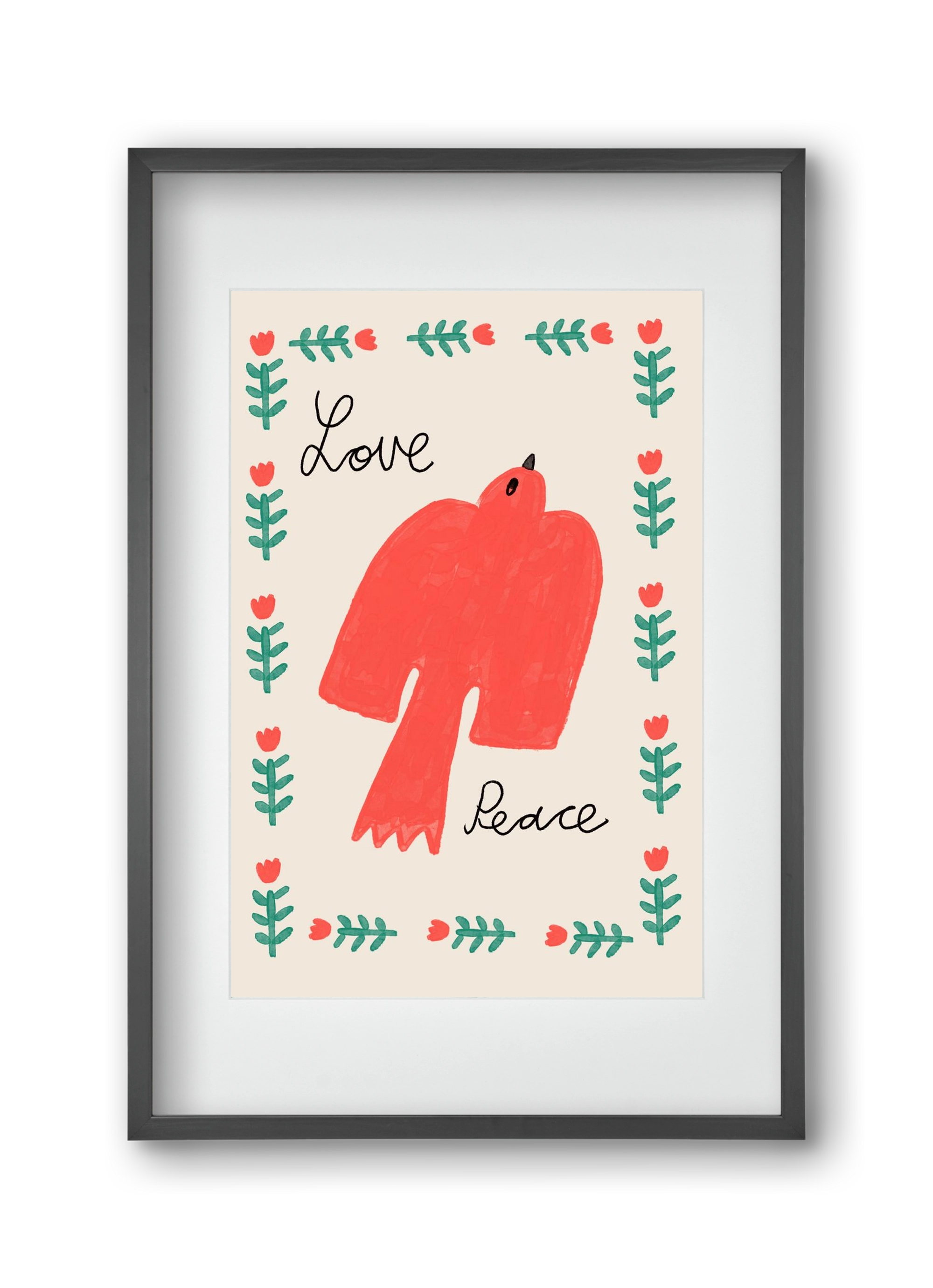 Love and Peace , 30x45 cm (20x30 cm), Fekete keret, paszpartuval