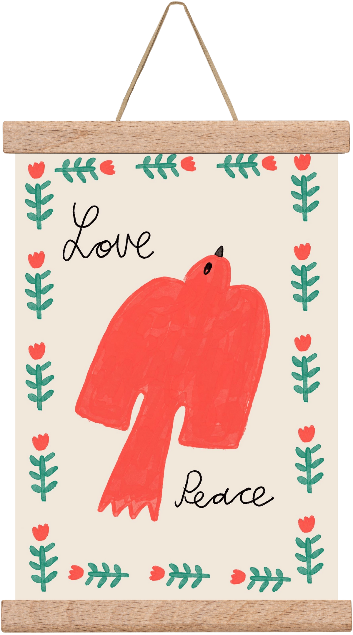 Love and Peace , 20x30 cm (20x30 cm), Tölgy akasztó