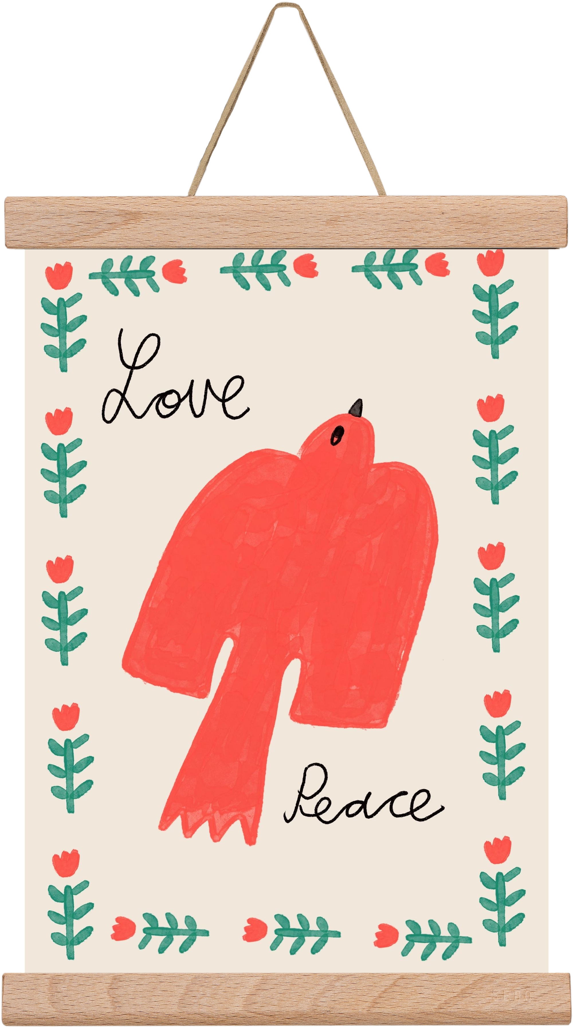 Love and Peace , 20x30 cm (20x30 cm), Tölgy akasztó