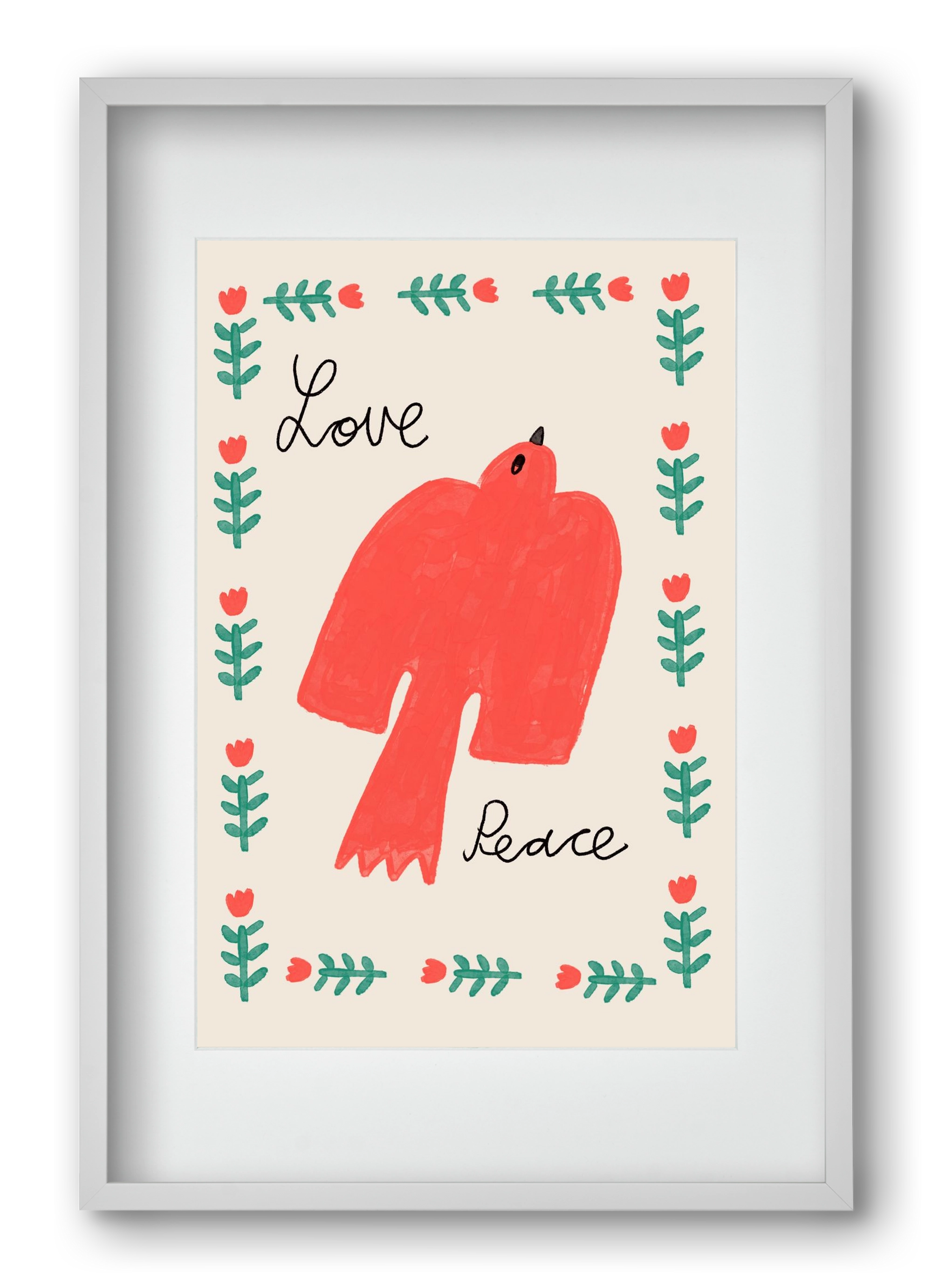 Love and Peace , 40x60 cm (30x45 cm), Fehér keret, paszpartuval