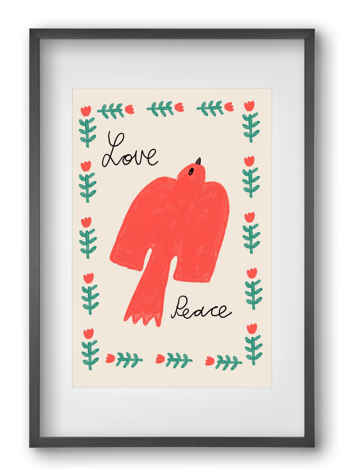 Love and Peace , 40x60 cm (30x45 cm), Fekete keret, paszpartuval