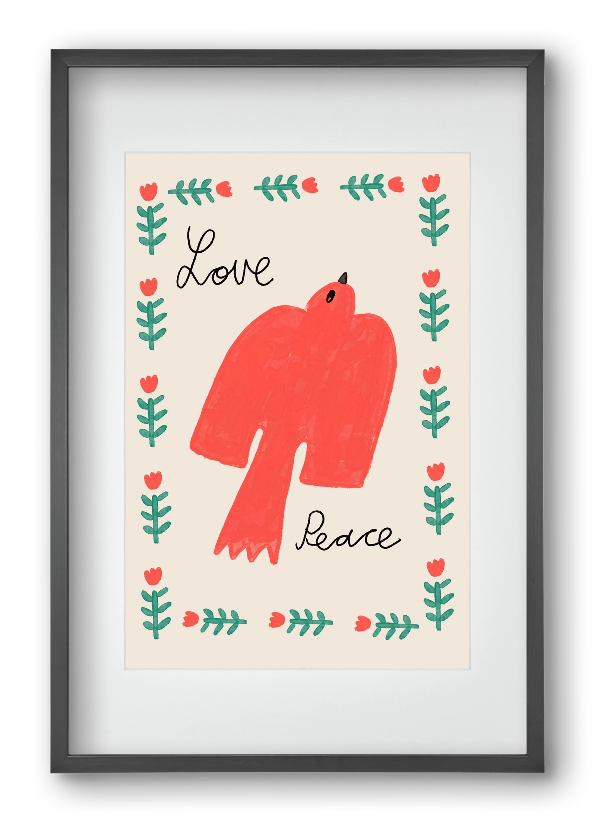 Love and Peace , 40x60 cm (30x45 cm), Fekete keret, paszpartuval