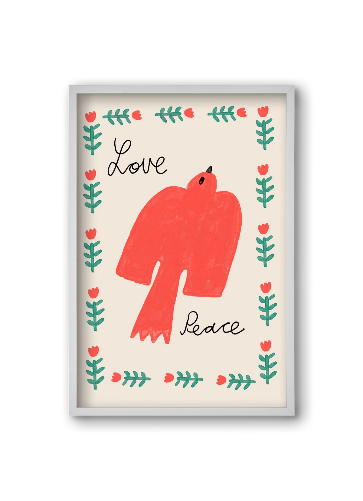 Love and Peace , 20x30 cm (20x30 cm), Fehér keret