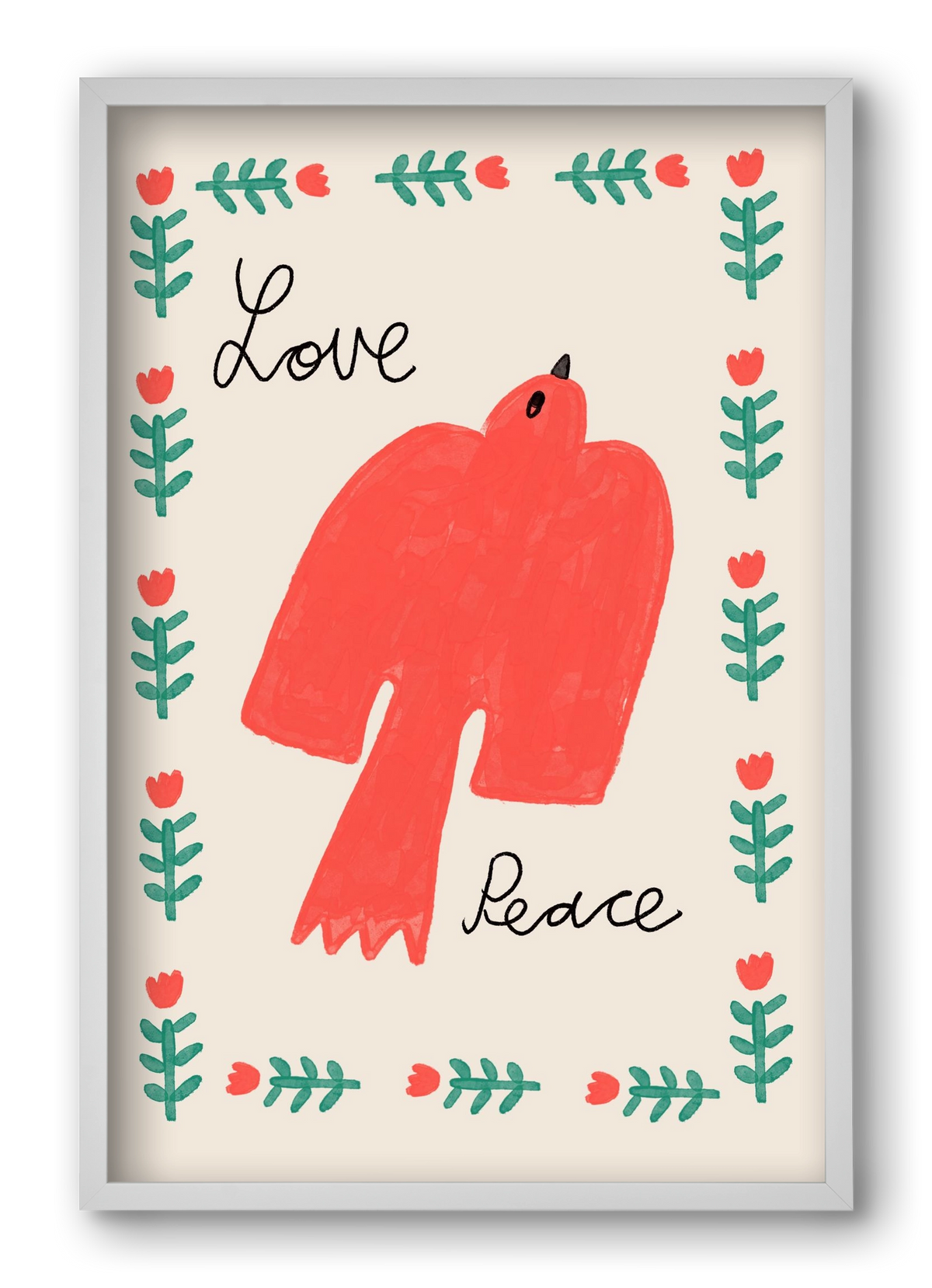 Love and Peace , 40x60 cm (40x60 cm), Fehér keret