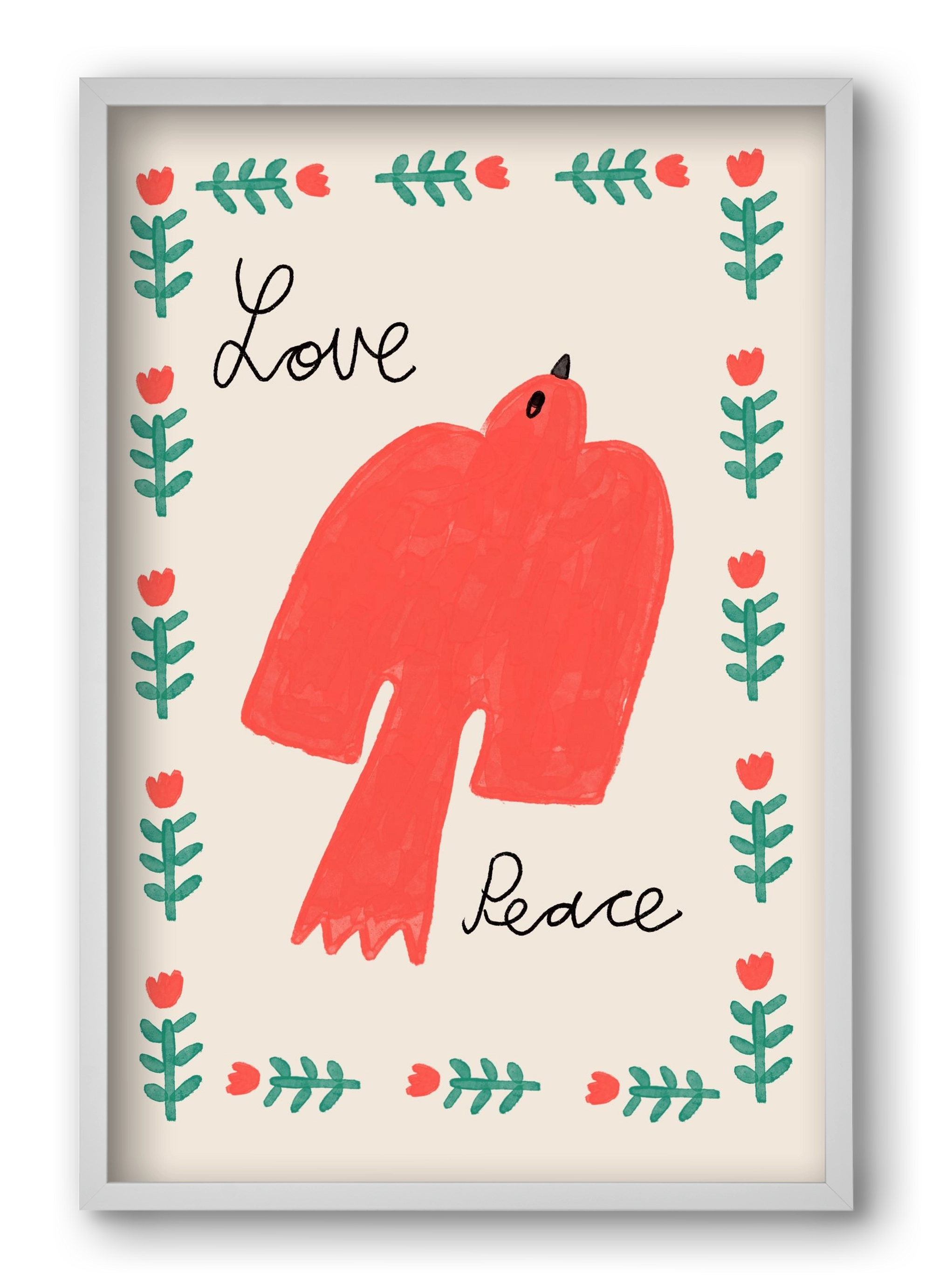 Love and Peace , 40x60 cm (40x60 cm), Fehér keret