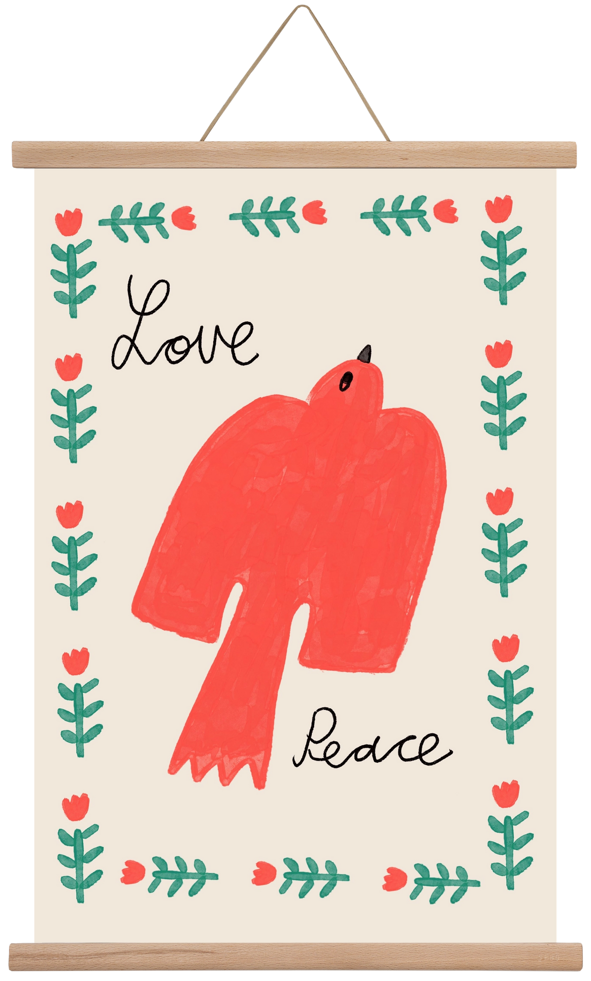 Love and Peace , 40x60 cm (40x60 cm), Tölgy akasztó