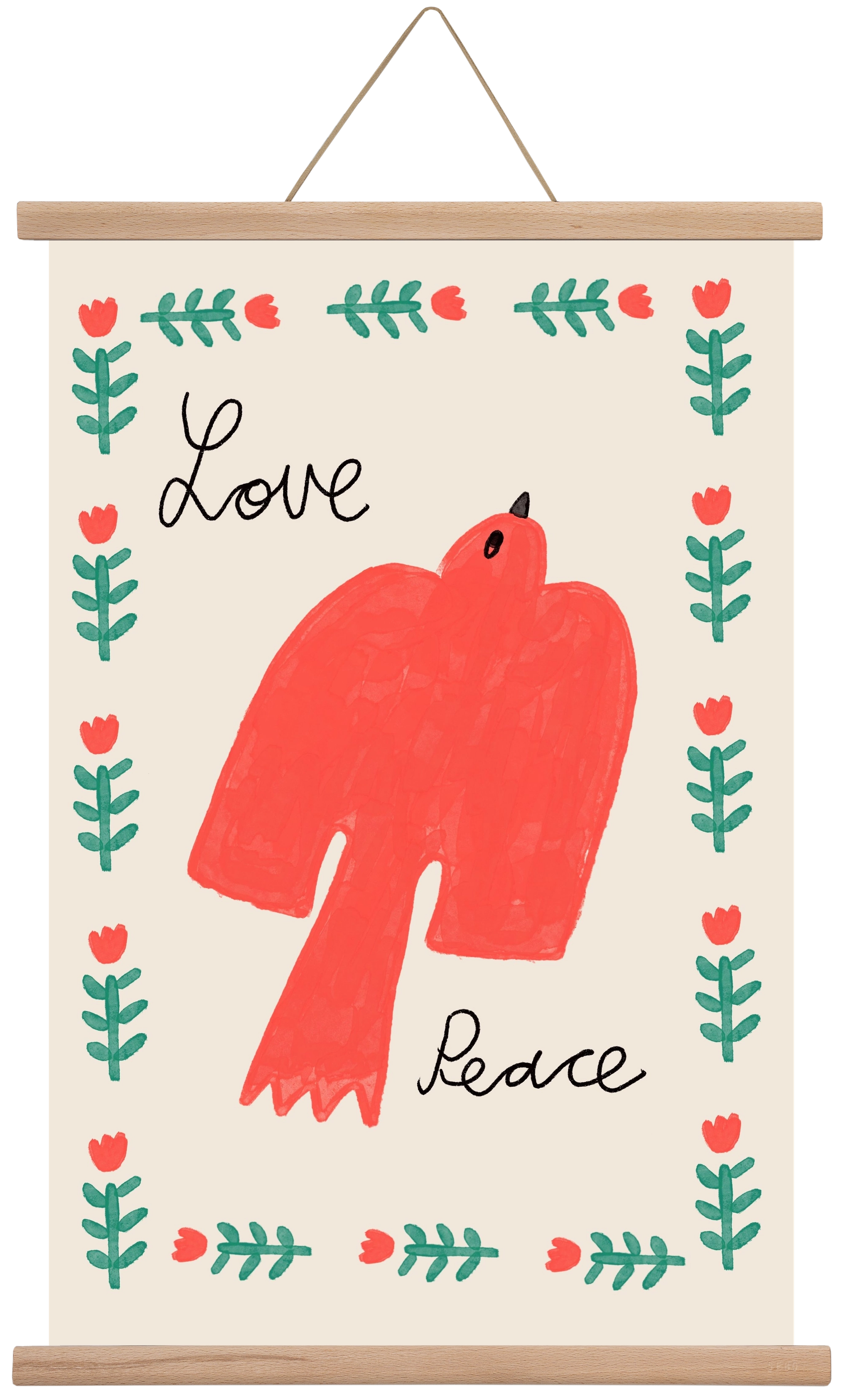 Love and Peace , 40x60 cm (40x60 cm), Tölgy akasztó