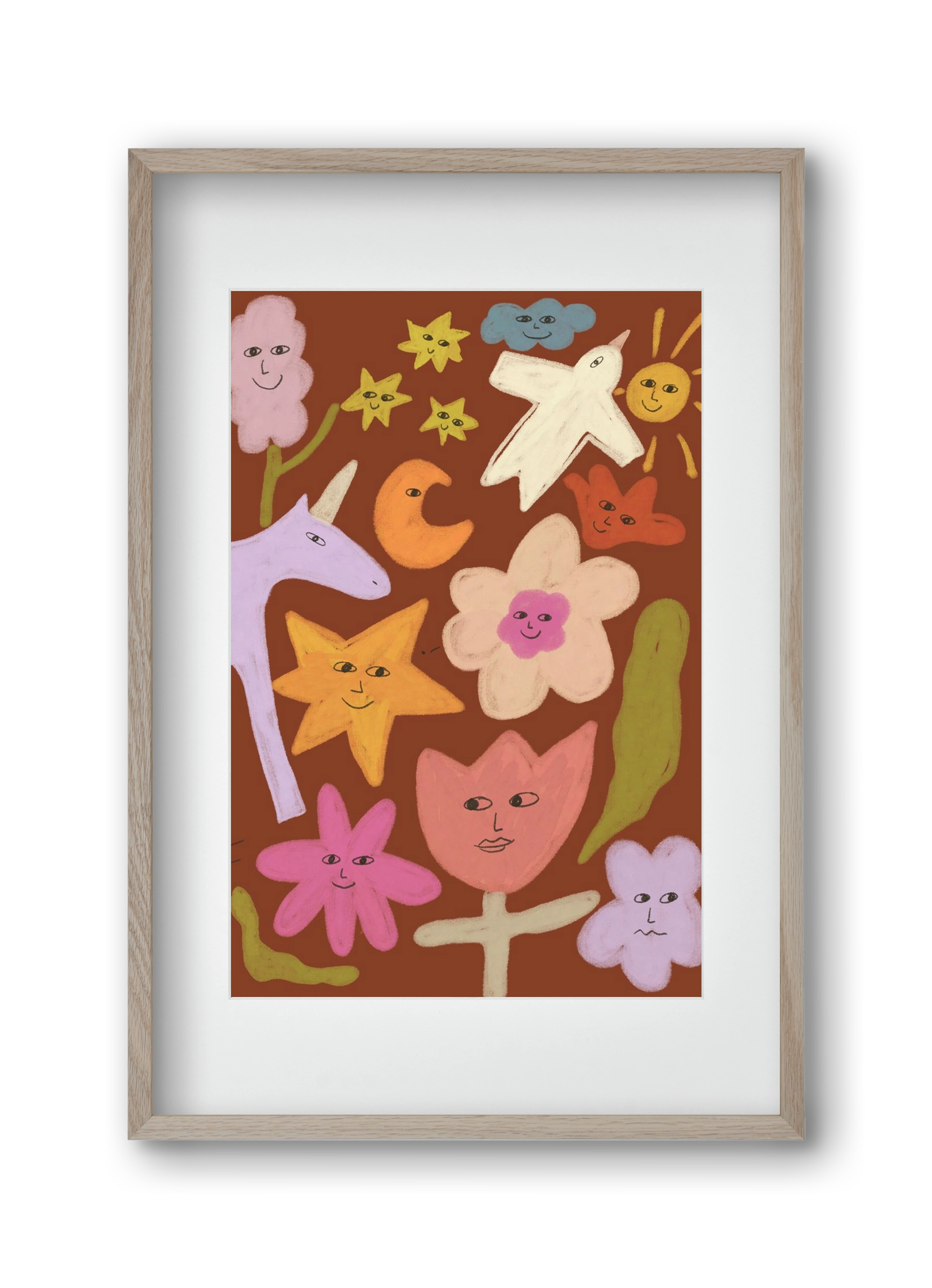 Happy crowd, 30x45 cm (20x30 cm), Tölgy keret, paszpartuval