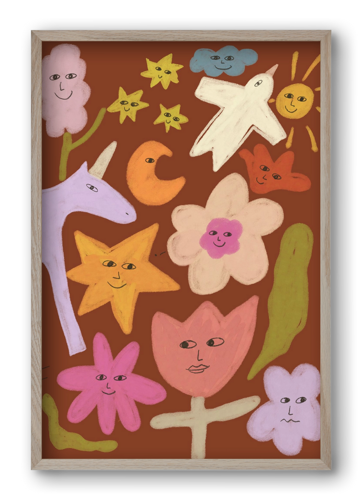 Happy crowd, 40x60 cm (40x60 cm), Tölgy keret