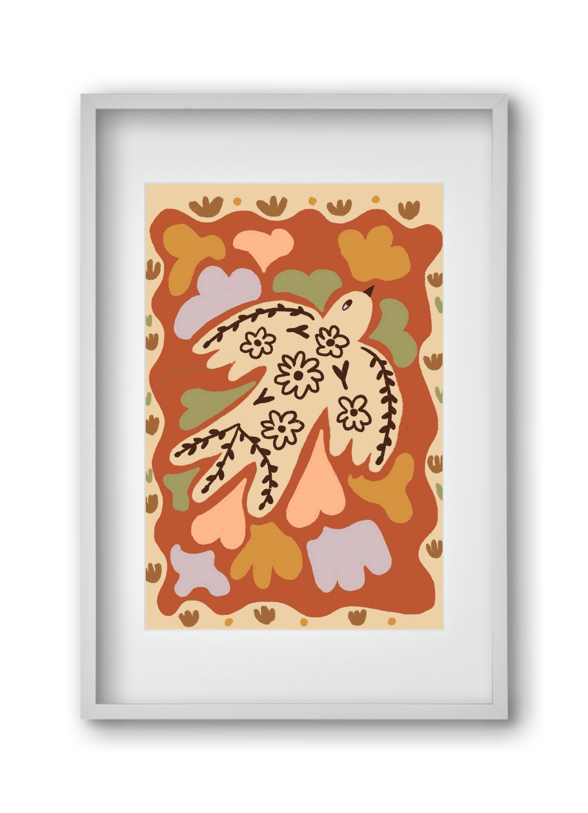 Little bird , 30x45 cm (20x30 cm), Fehér keret, paszpartuval