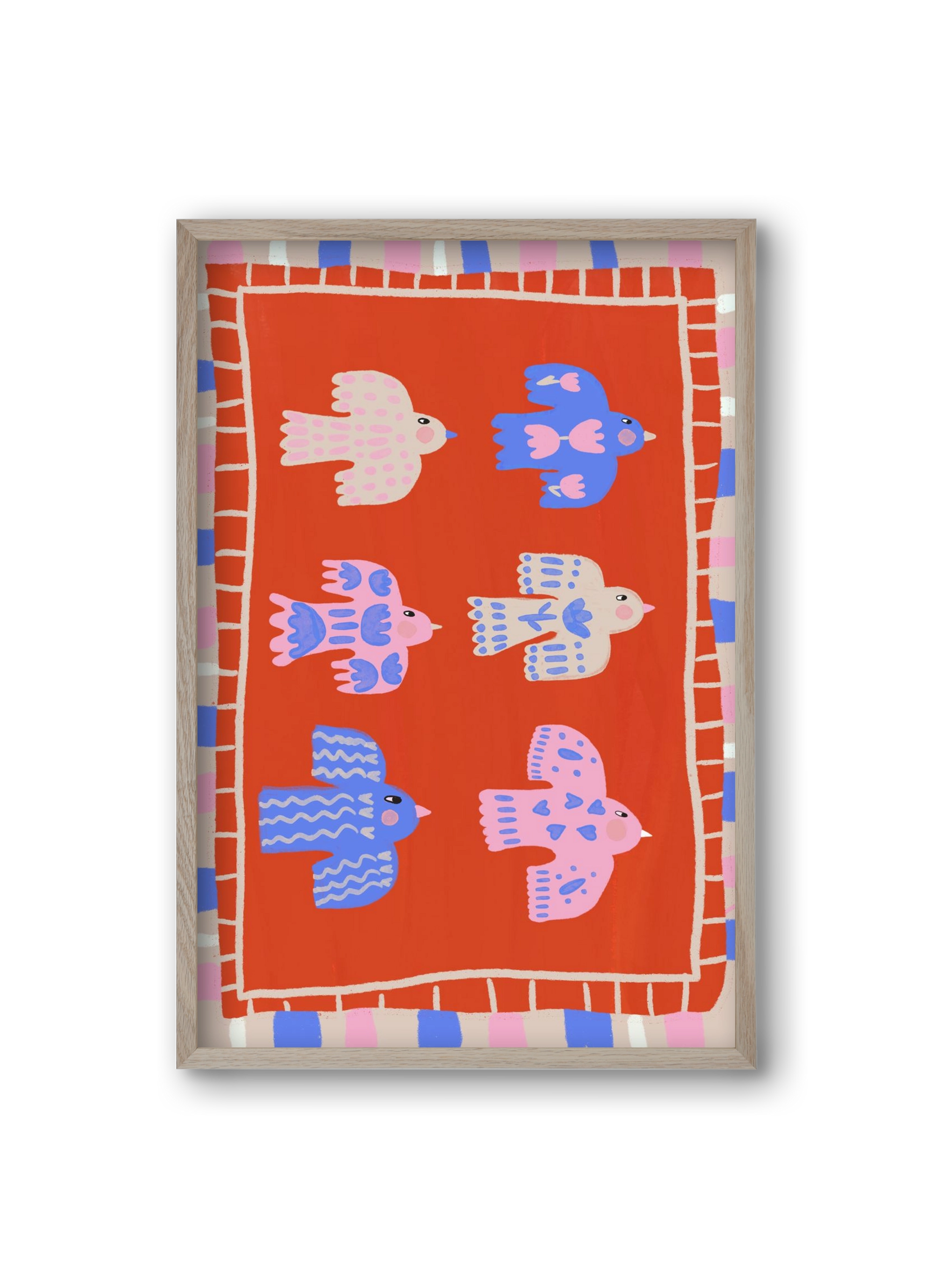 Flying Birds , 20x30 cm (20x30 cm), Tölgy keret