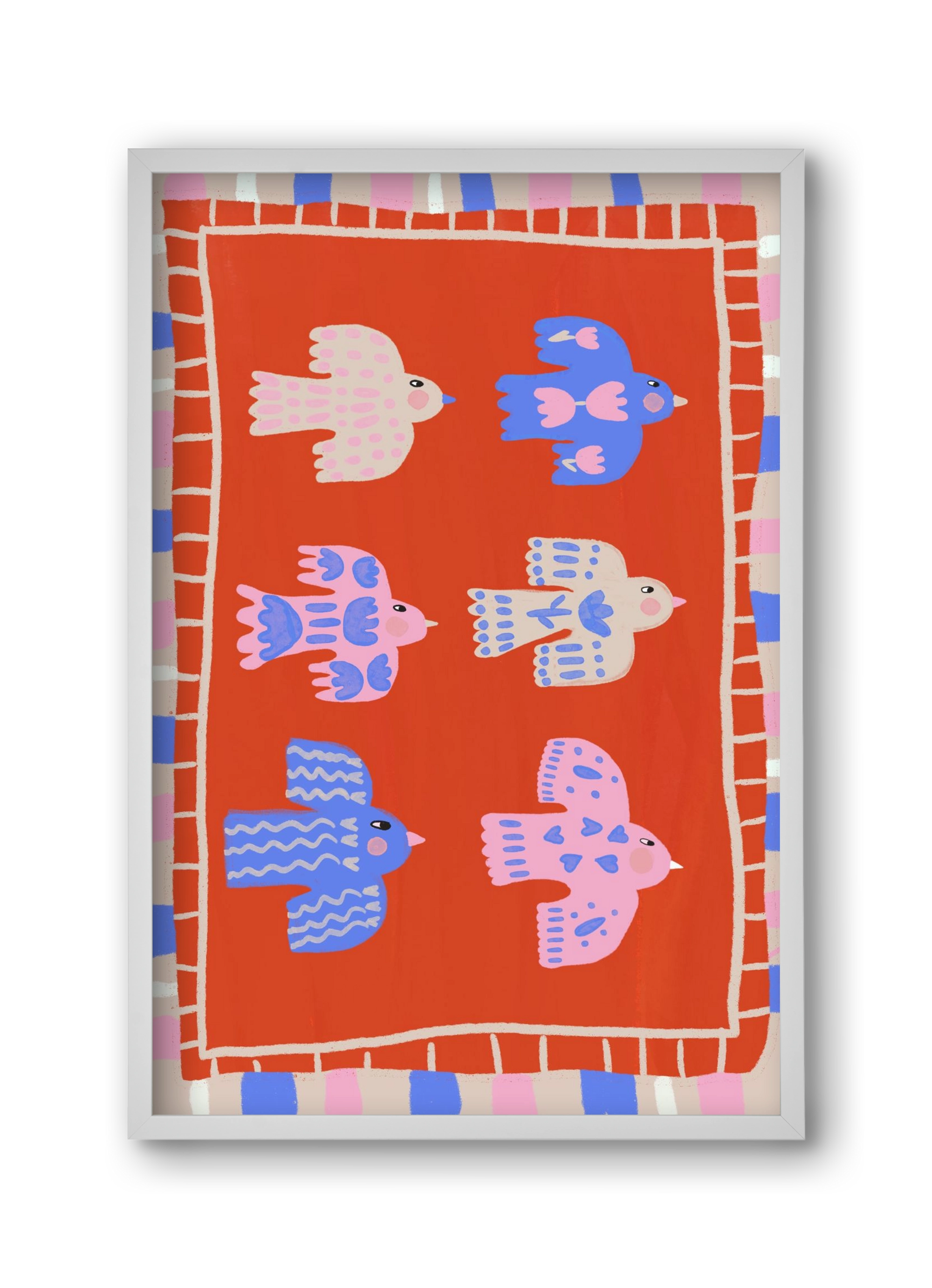 Flying Birds , 30x45 cm (30x45 cm), Fehér keret