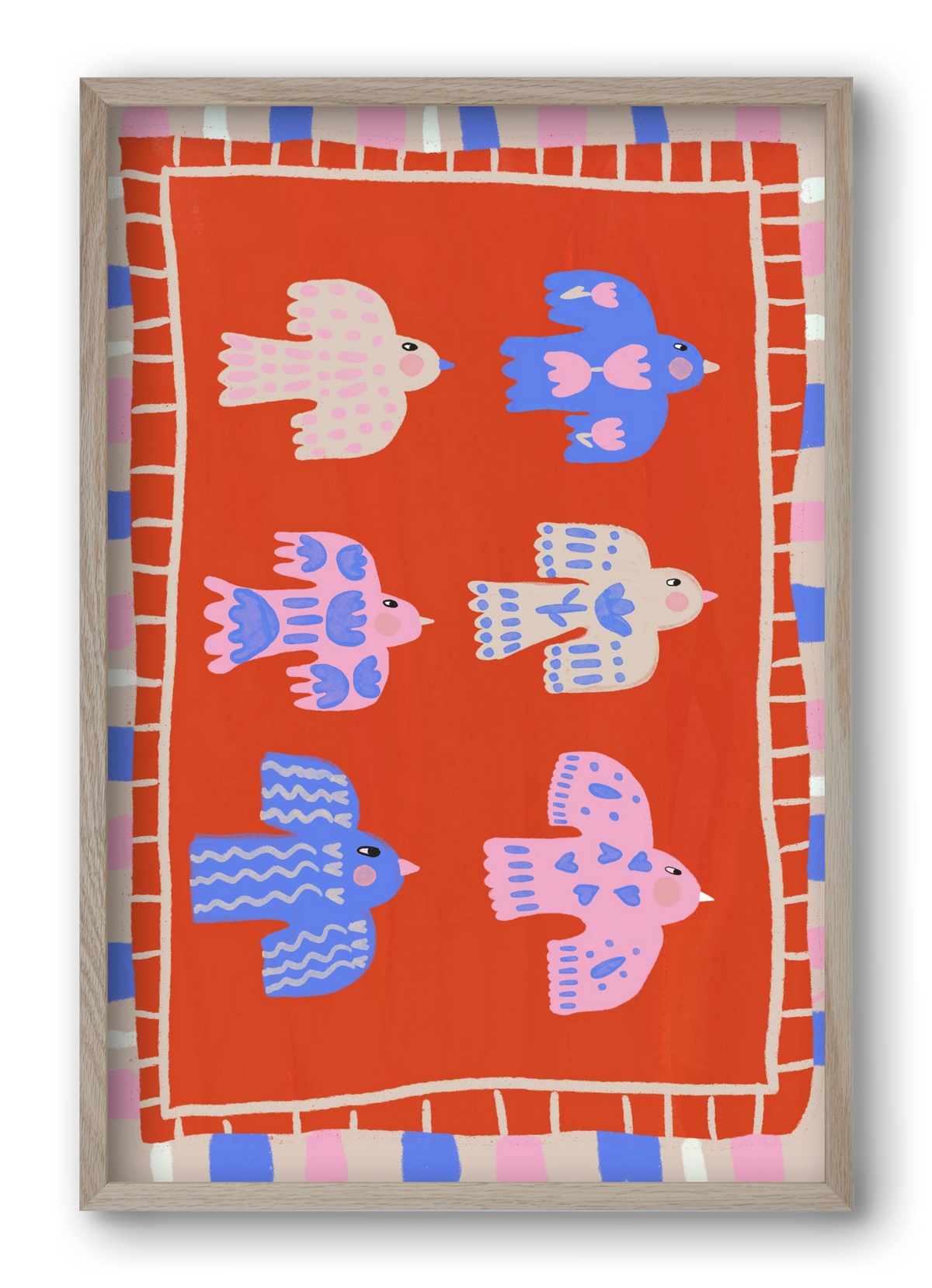 Flying Birds , 40x60 cm (40x60 cm), Tölgy keret