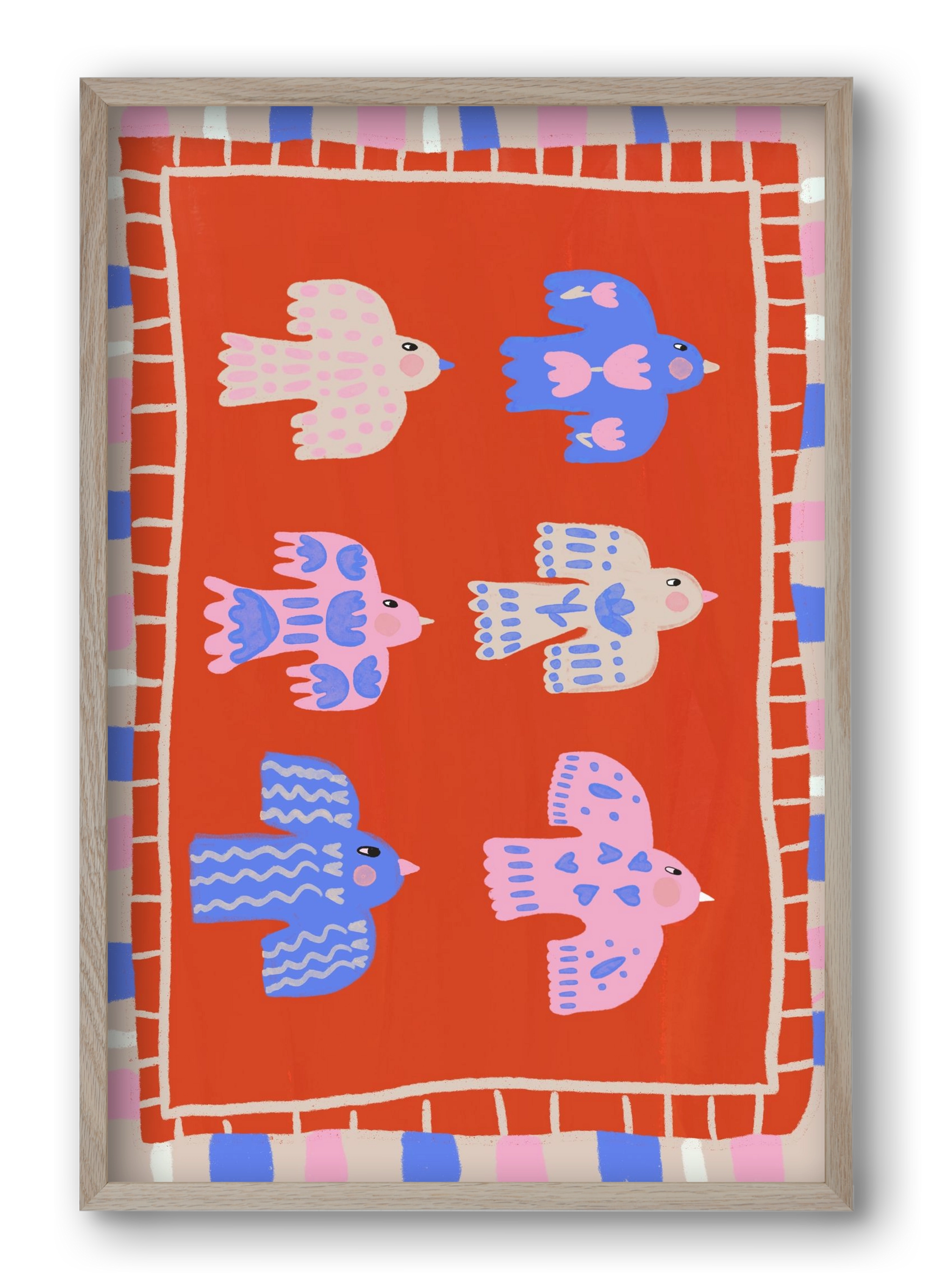 Flying Birds , 40x60 cm (40x60 cm), Tölgy keret