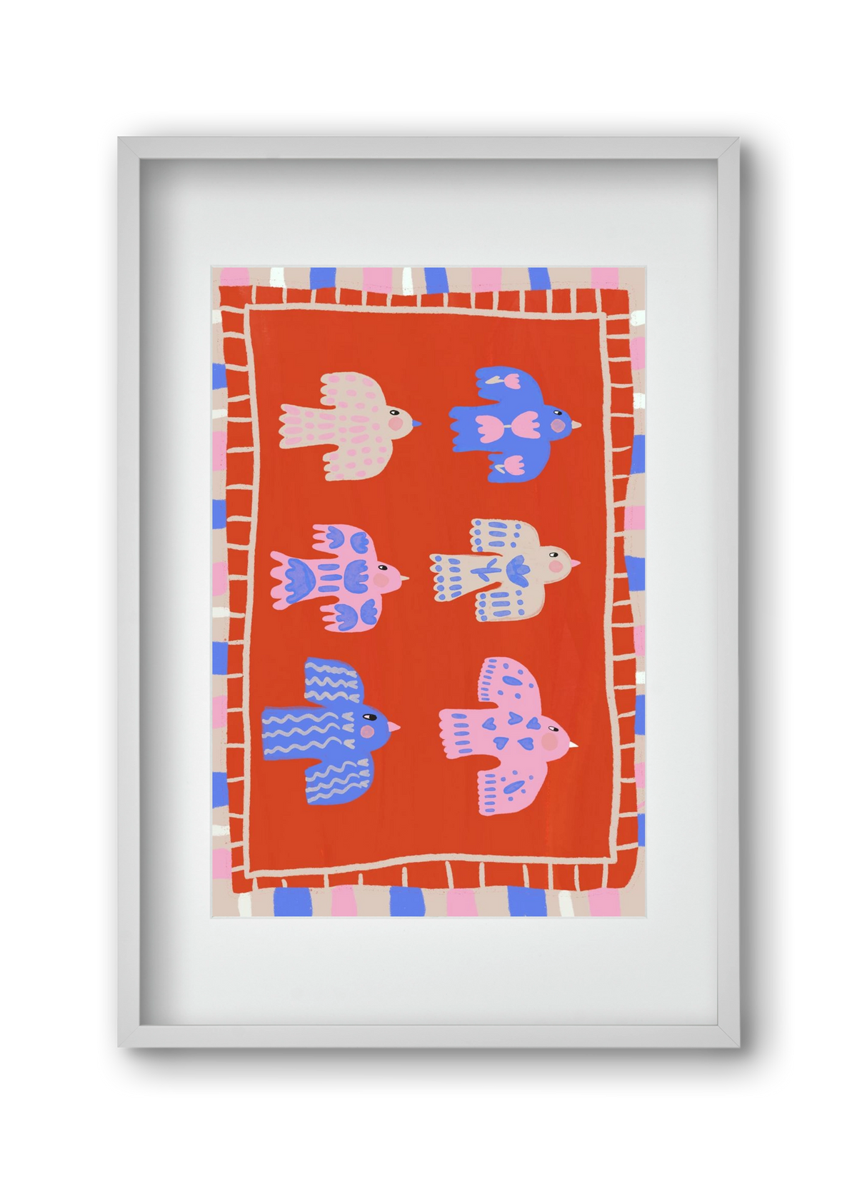 Flying Birds , 30x45 cm (20x30 cm), Fehér keret, paszpartuval