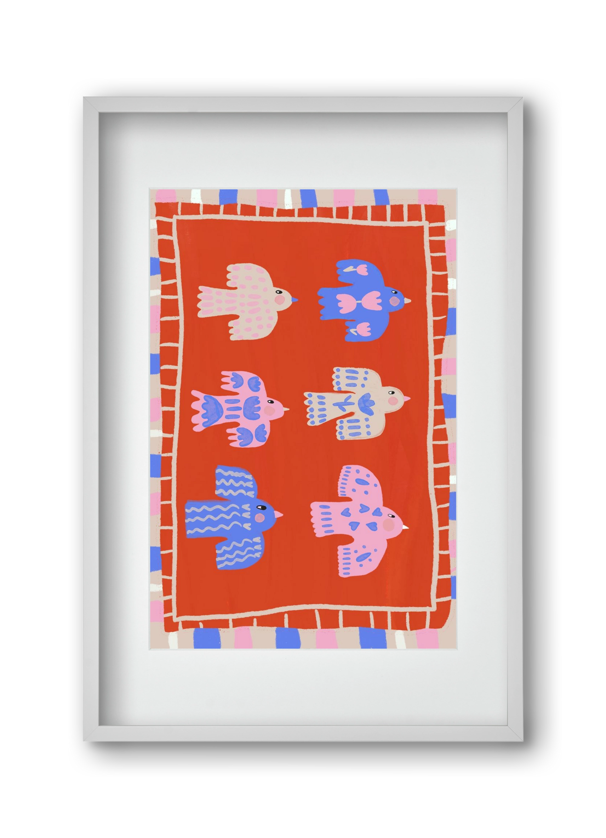 Flying Birds , 30x45 cm (20x30 cm), Fehér keret, paszpartuval