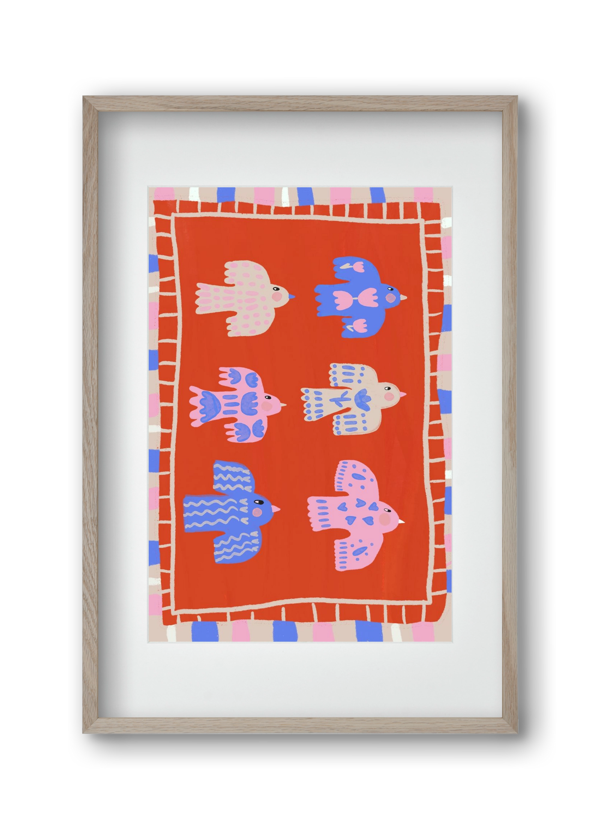 Flying Birds , 30x45 cm (20x30 cm), Tölgy keret, paszpartuval