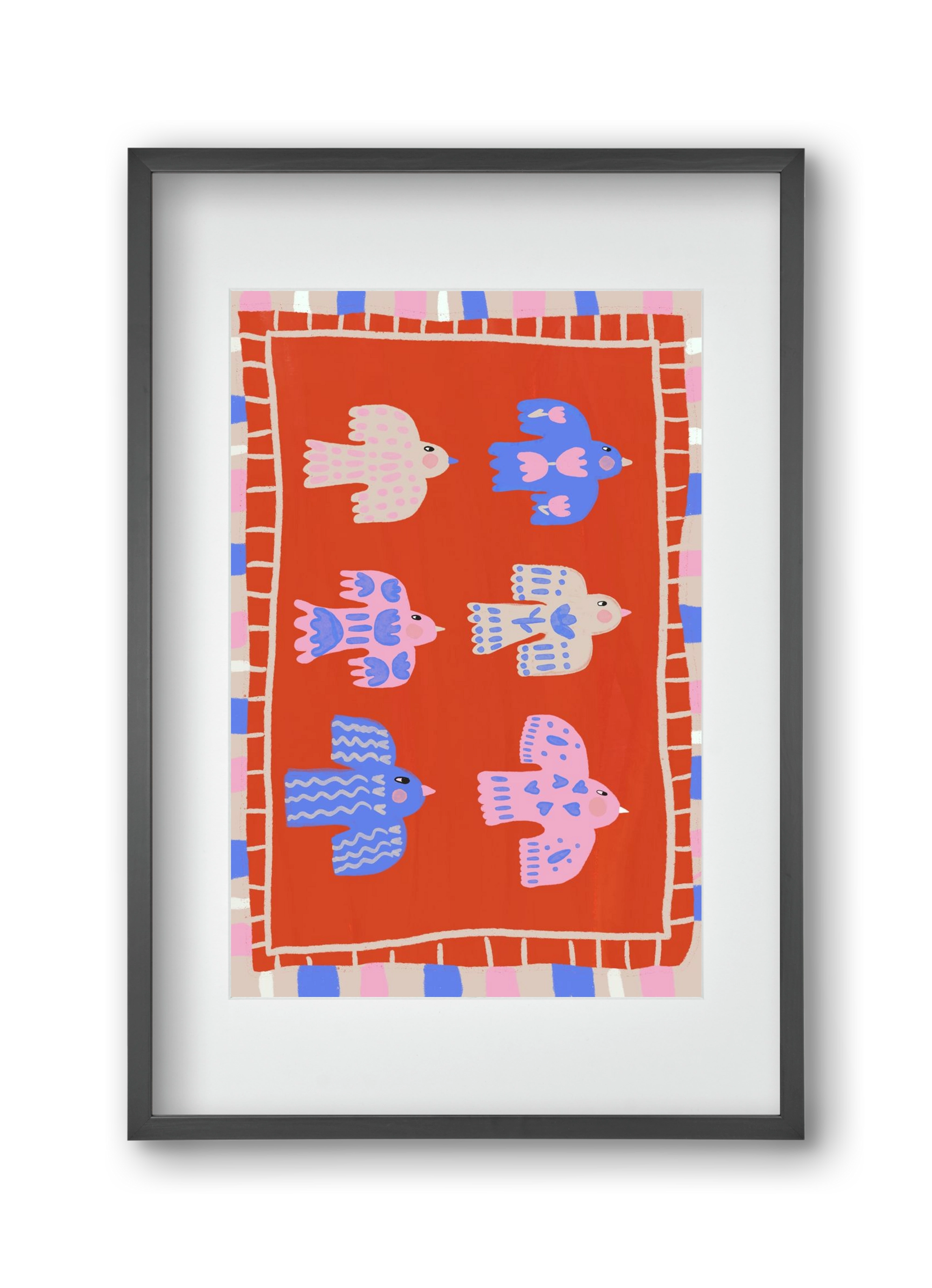 Flying Birds , 30x45 cm (20x30 cm), Fekete keret, paszpartuval