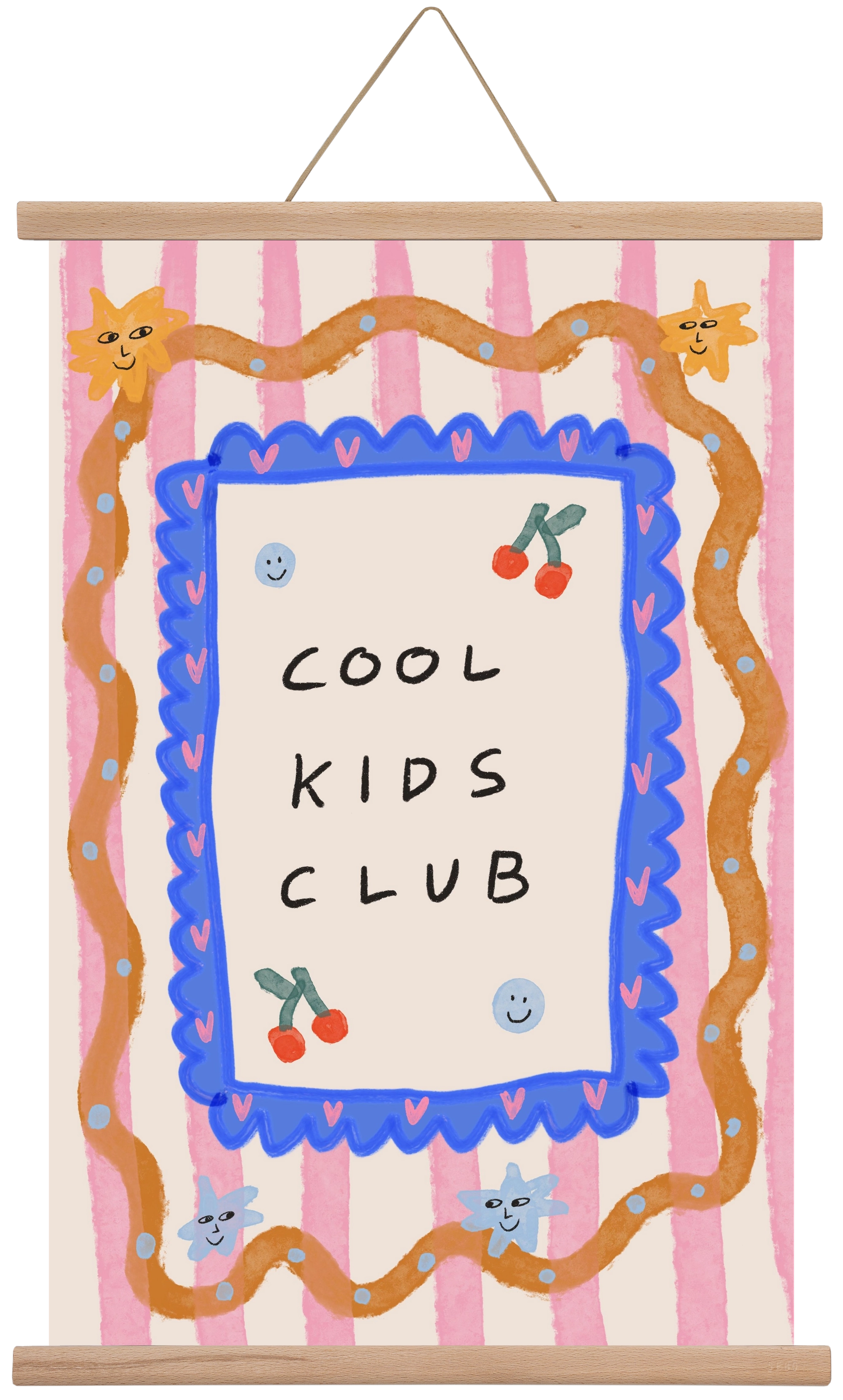 Cool Kids Club , 40x60 cm (40x60 cm), Tölgy akasztó