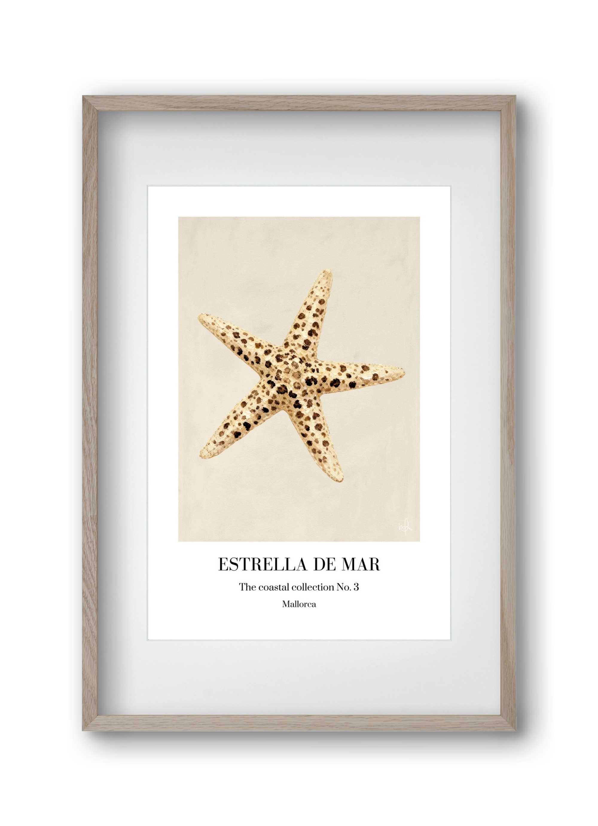 Estrella de mar, 30x45 cm (20x30 cm), Tölgy keret, paszpartuval