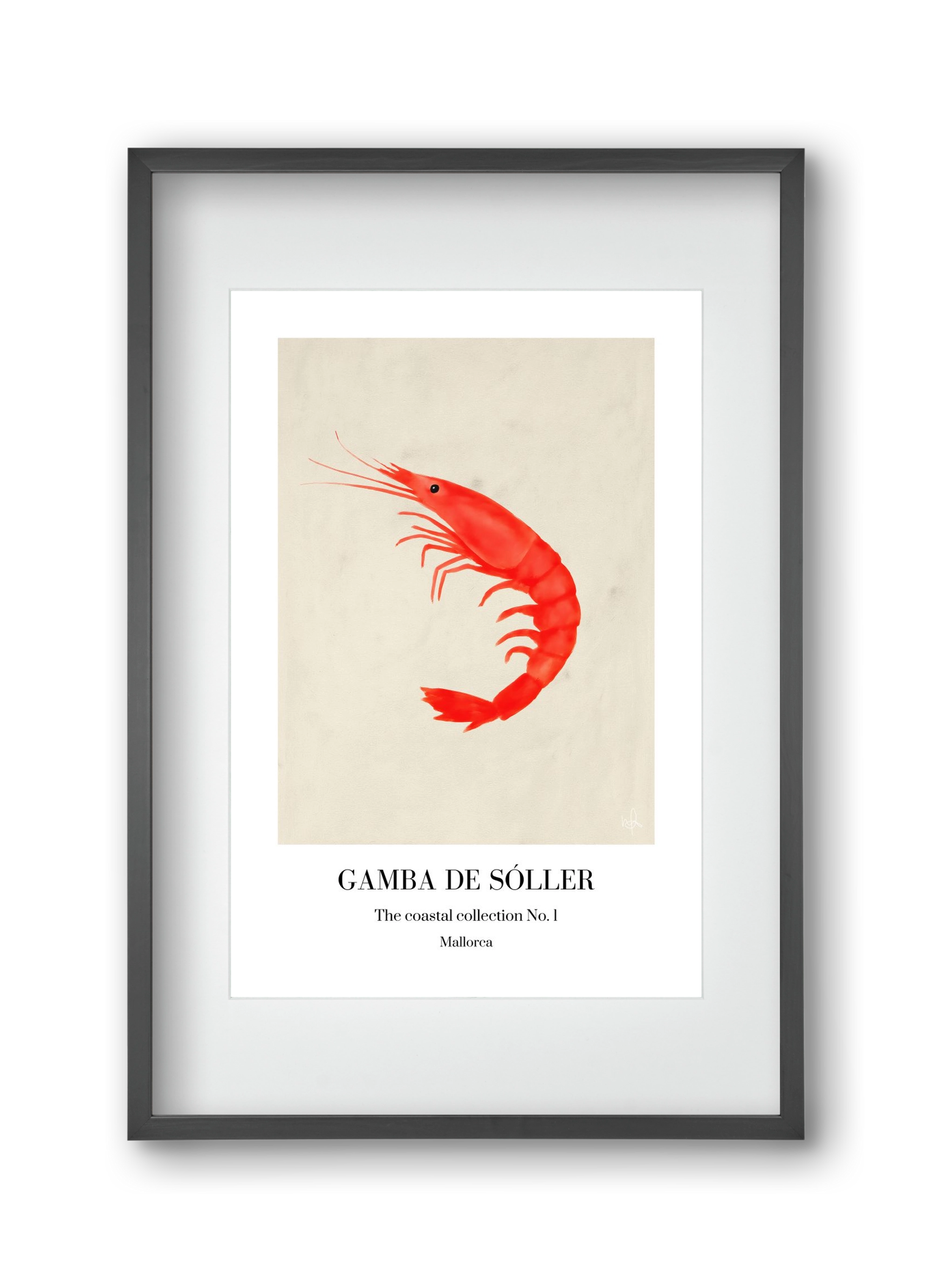 Gamba de soller, 30x45 cm (20x30 cm), Fekete keret, paszpartuval