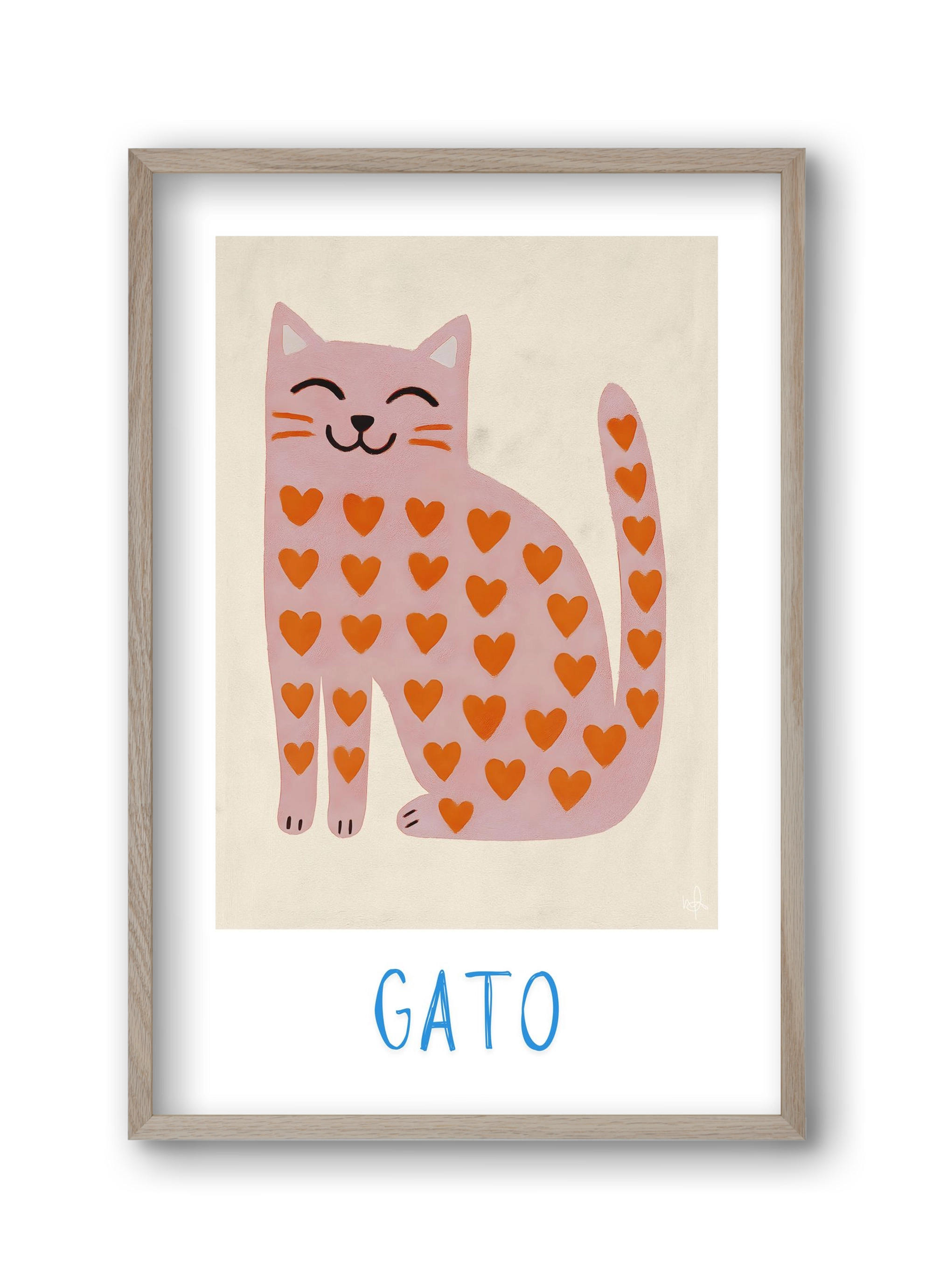 Gato , 30x45 cm (30x45 cm), Tölgy keret