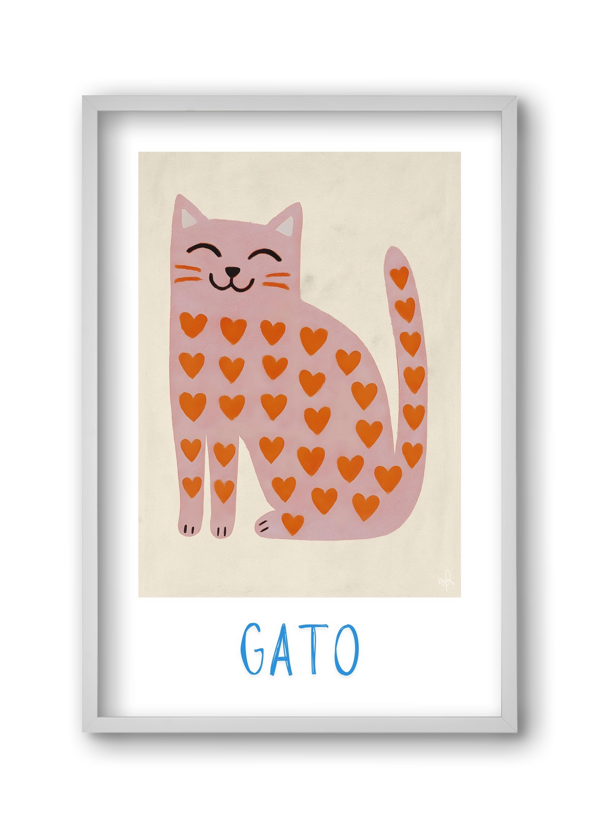 Gato , 30x45 cm (30x45 cm), Fehér keret