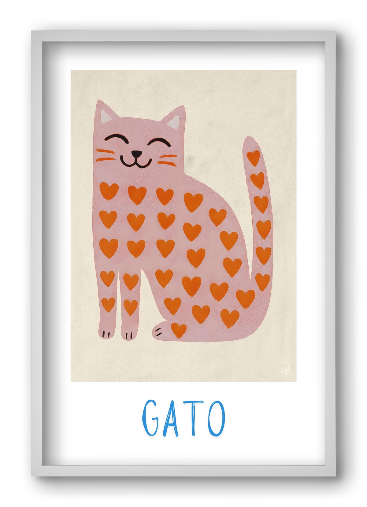 Gato , 40x60 cm (40x60 cm), Fehér keret