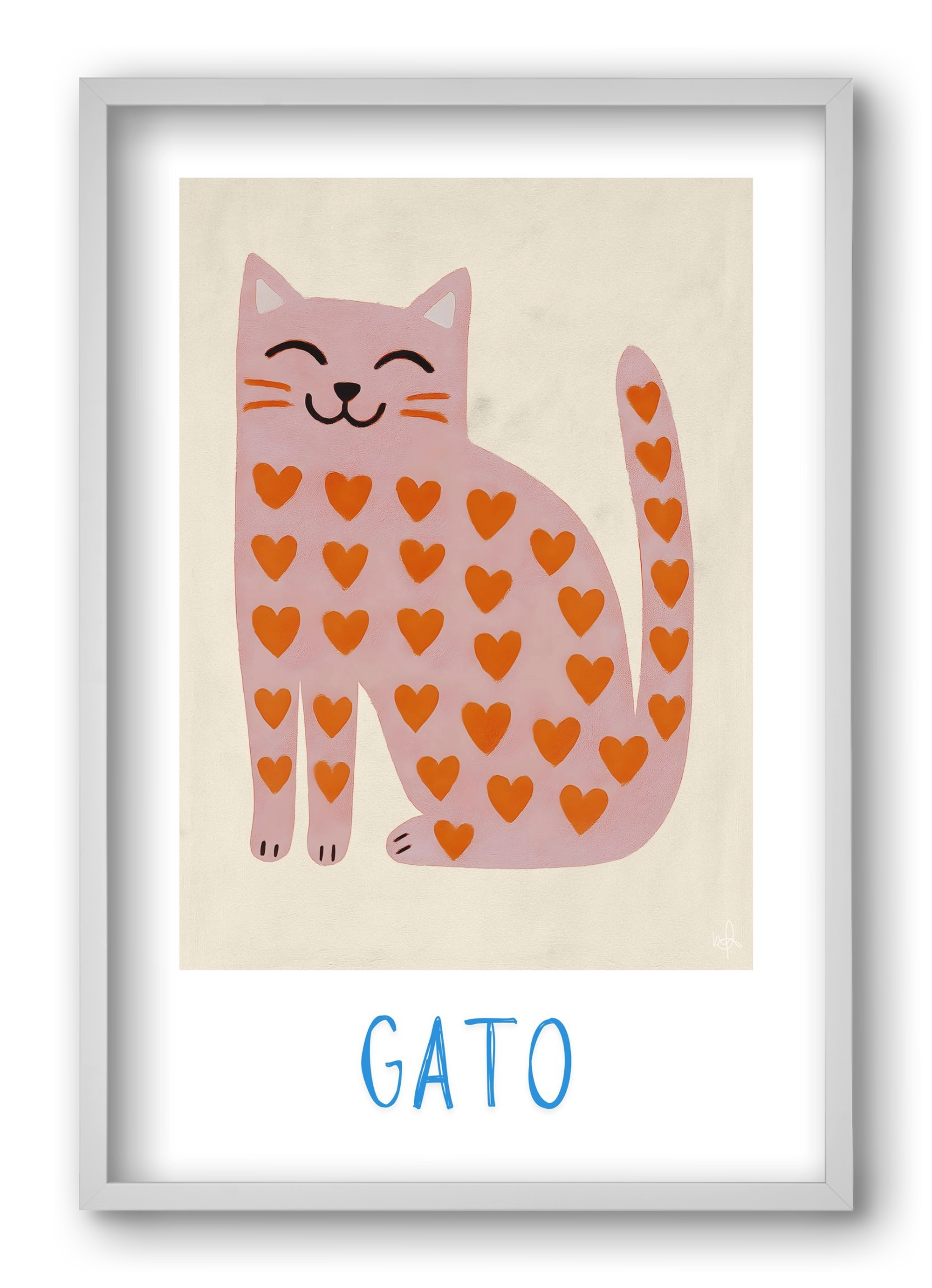 Gato , 40x60 cm (40x60 cm), Fehér keret