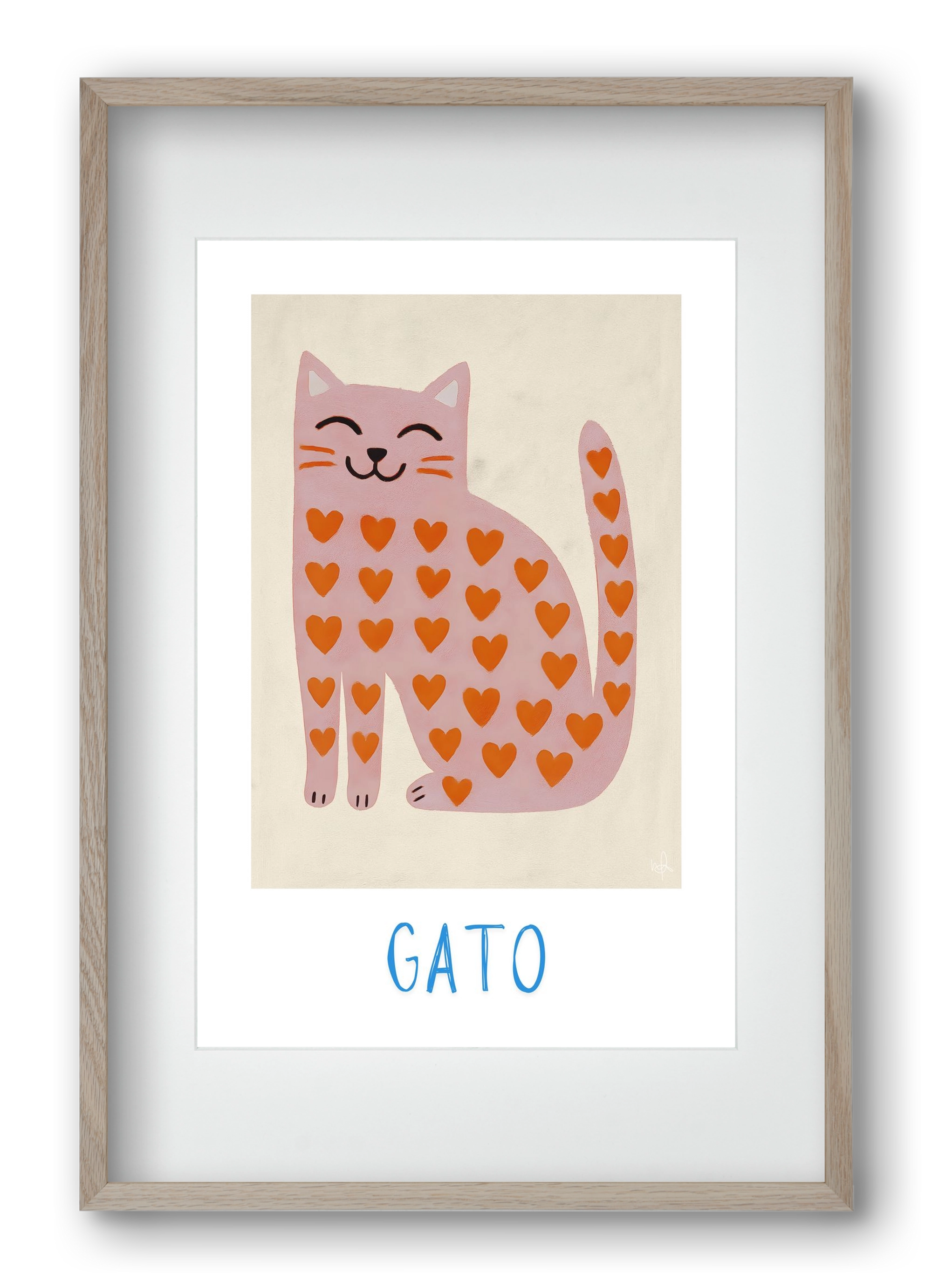 Gato , 40x60 cm (30x45 cm), Tölgy keret, paszpartuval