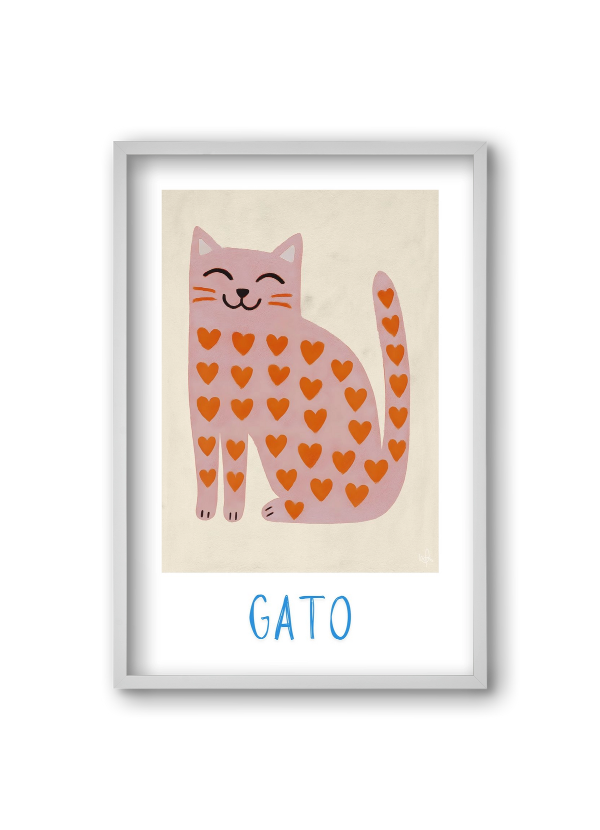 Gato , 20x30 cm (20x30 cm), Fehér keret