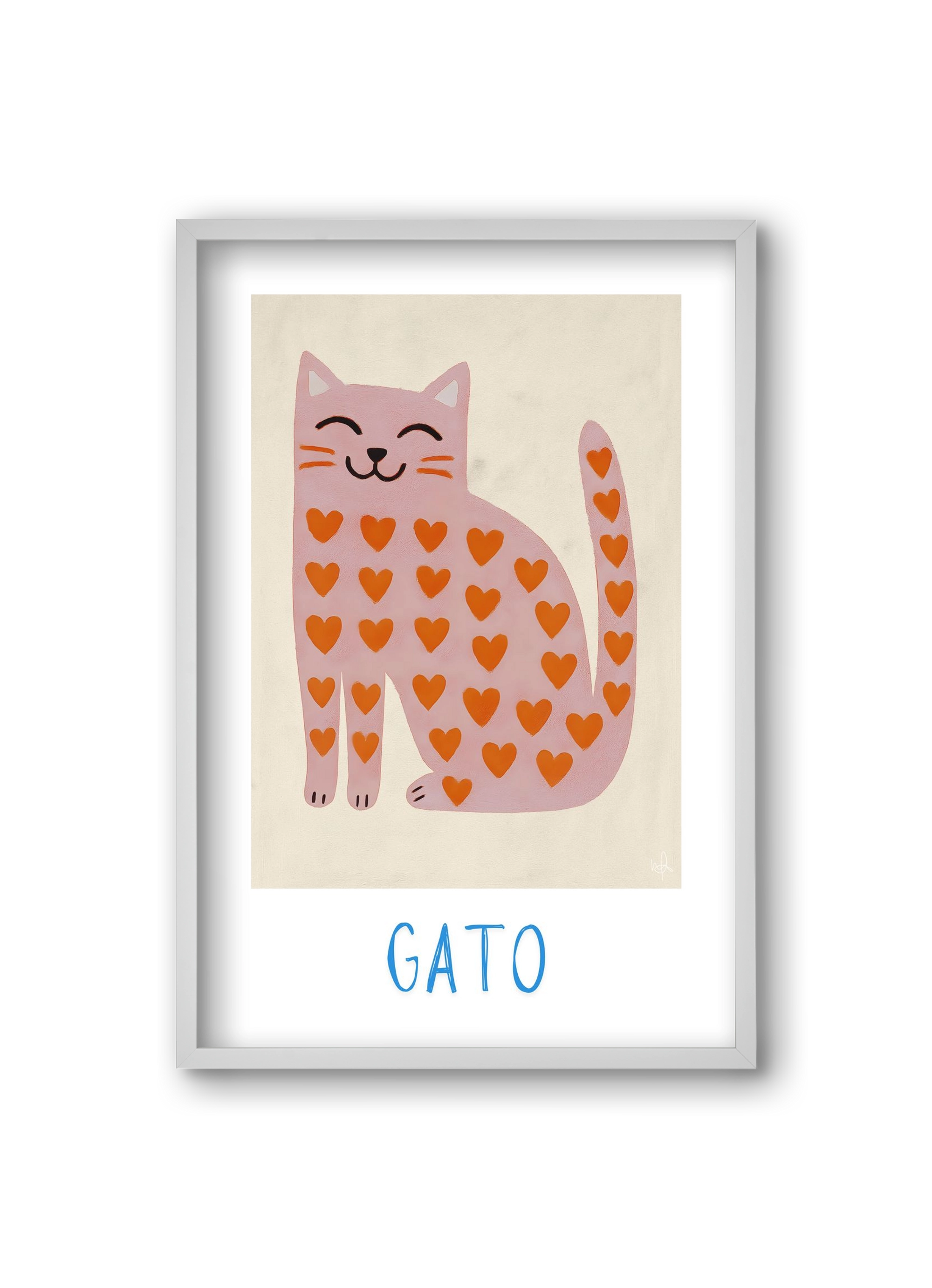 Gato , 20x30 cm (20x30 cm), Fehér keret