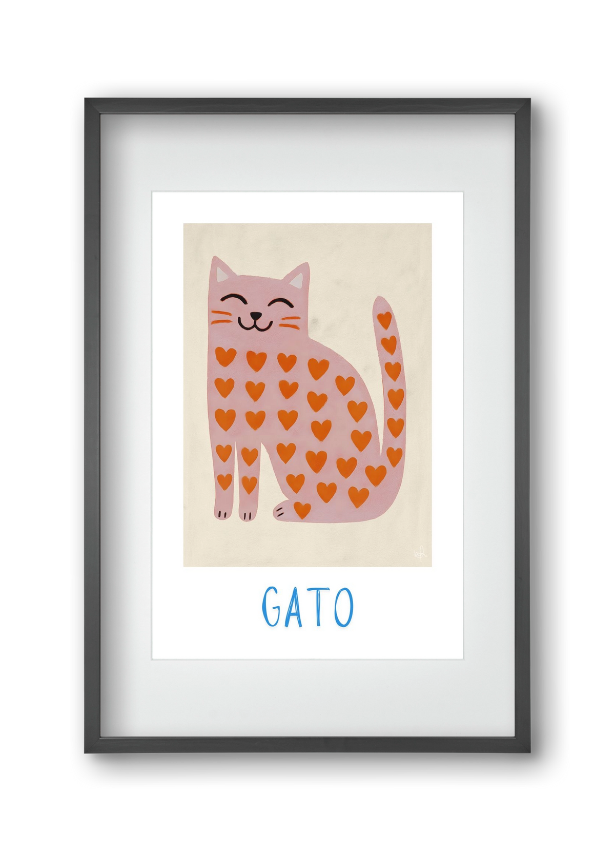 Gato , 30x45 cm (20x30 cm), Fekete keret, paszpartuval