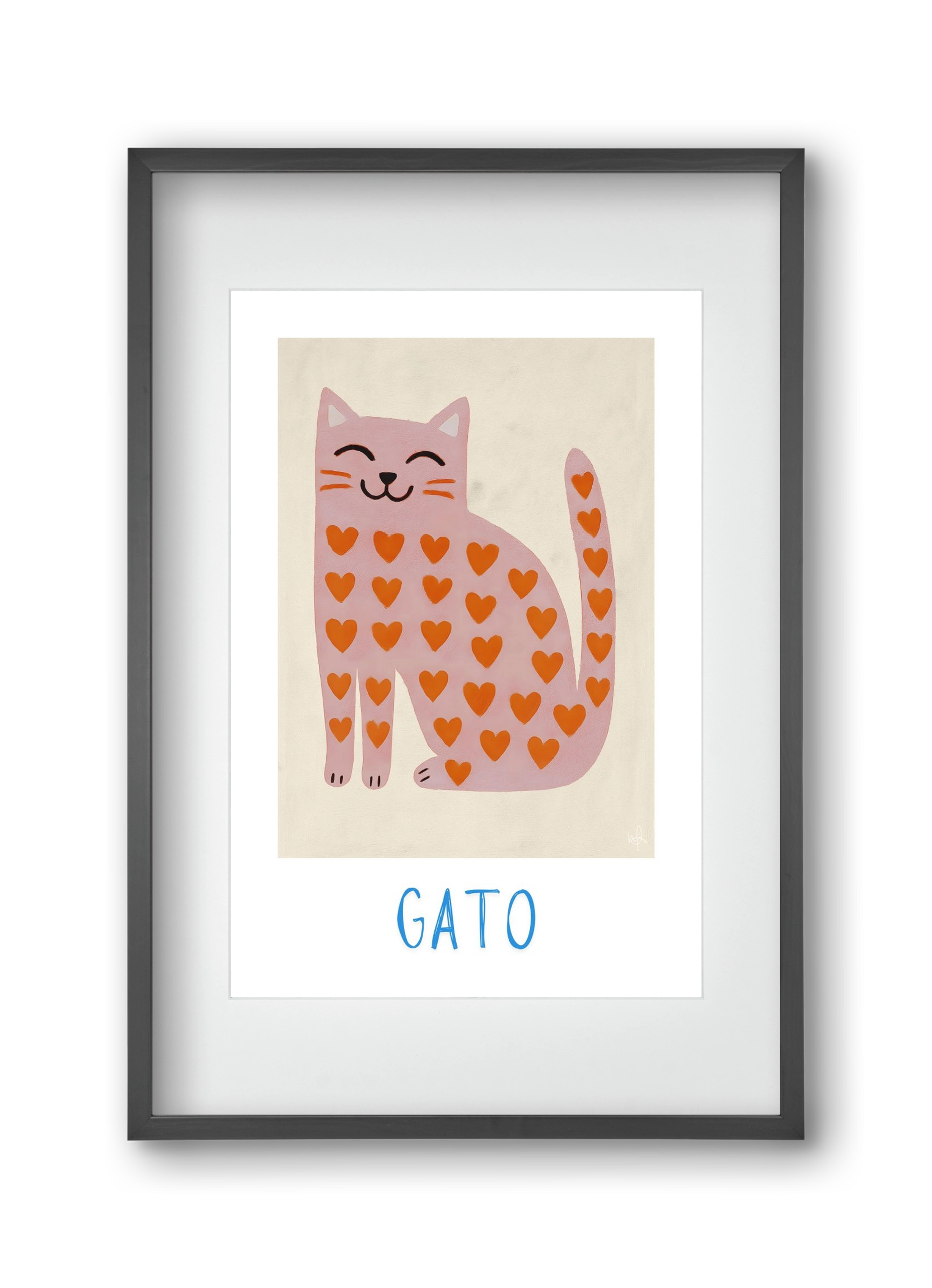 Gato , 30x45 cm (20x30 cm), Fekete keret, paszpartuval