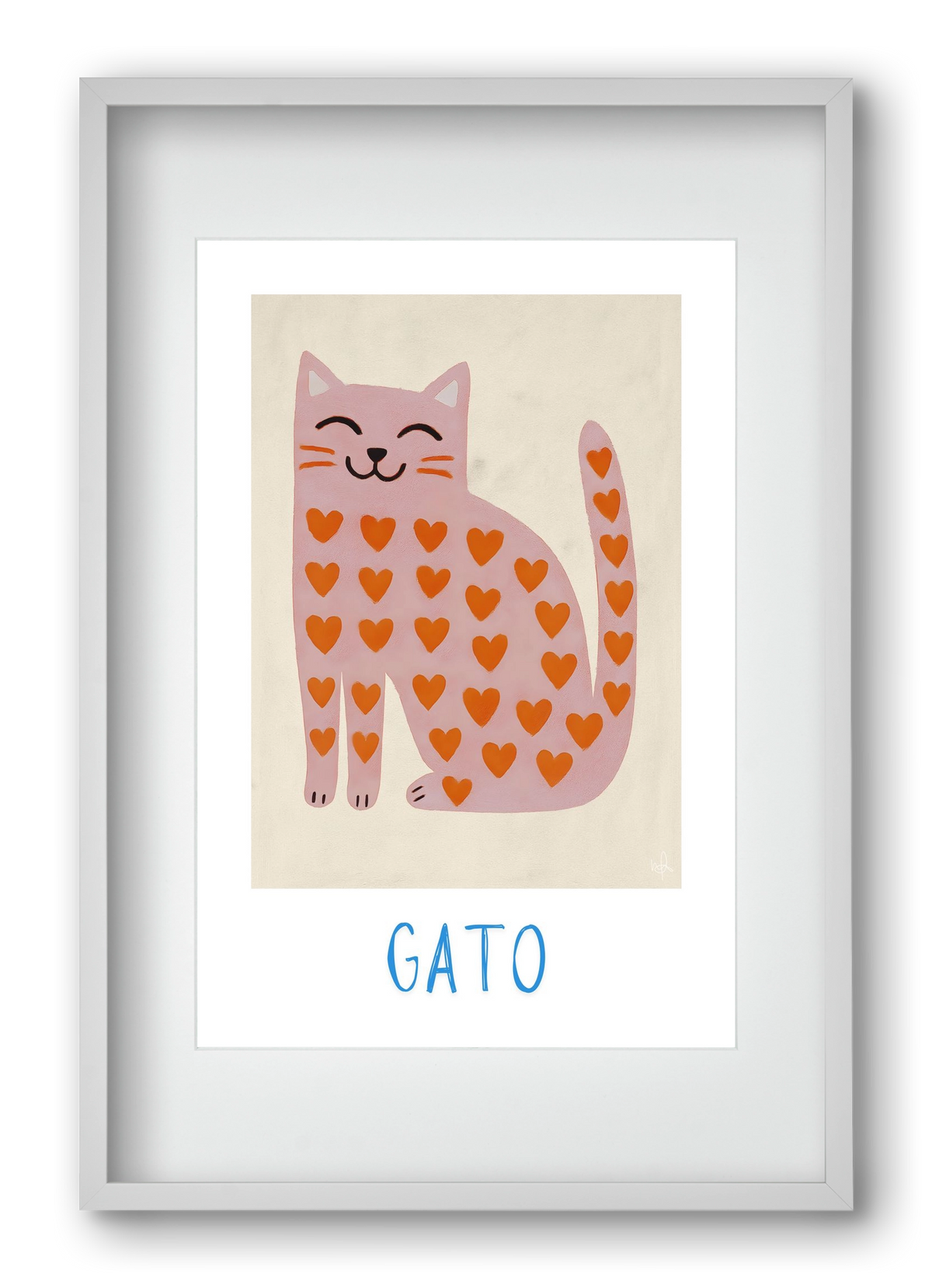 Gato , 40x60 cm (30x45 cm), Fehér keret, paszpartuval