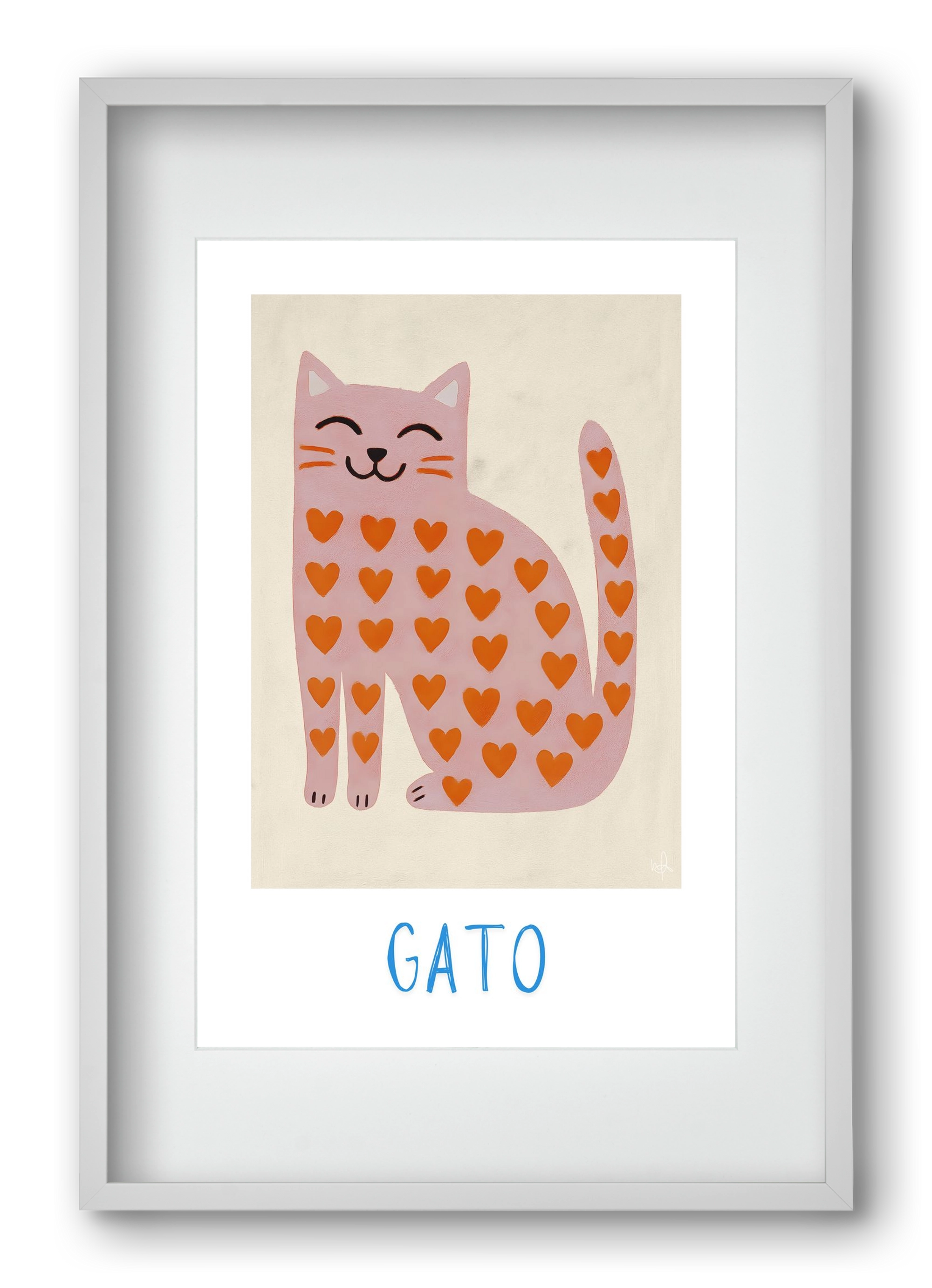 Gato , 40x60 cm (30x45 cm), Fehér keret, paszpartuval