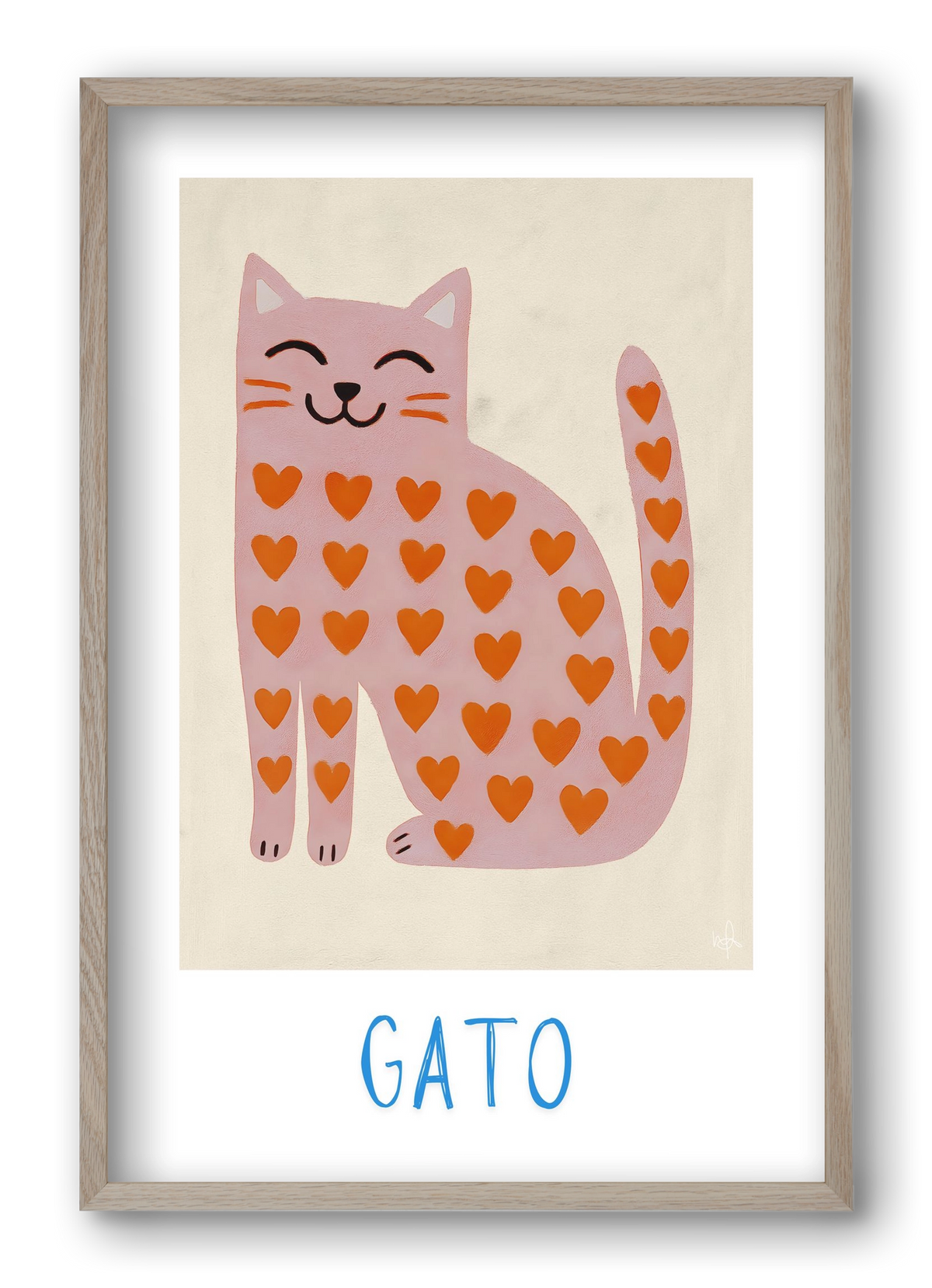 Gato , 40x60 cm (40x60 cm), Tölgy keret