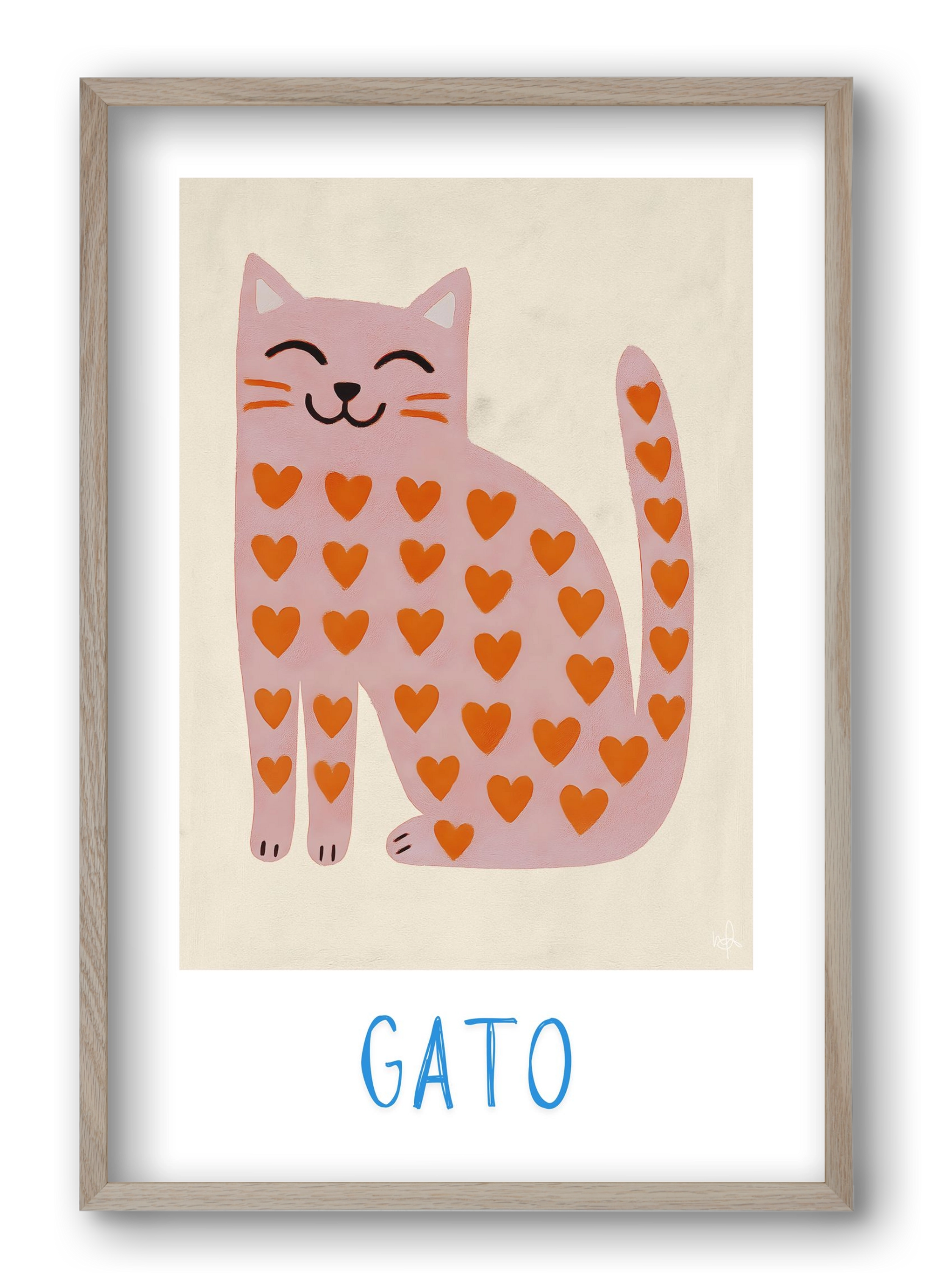 Gato , 40x60 cm (40x60 cm), Tölgy keret