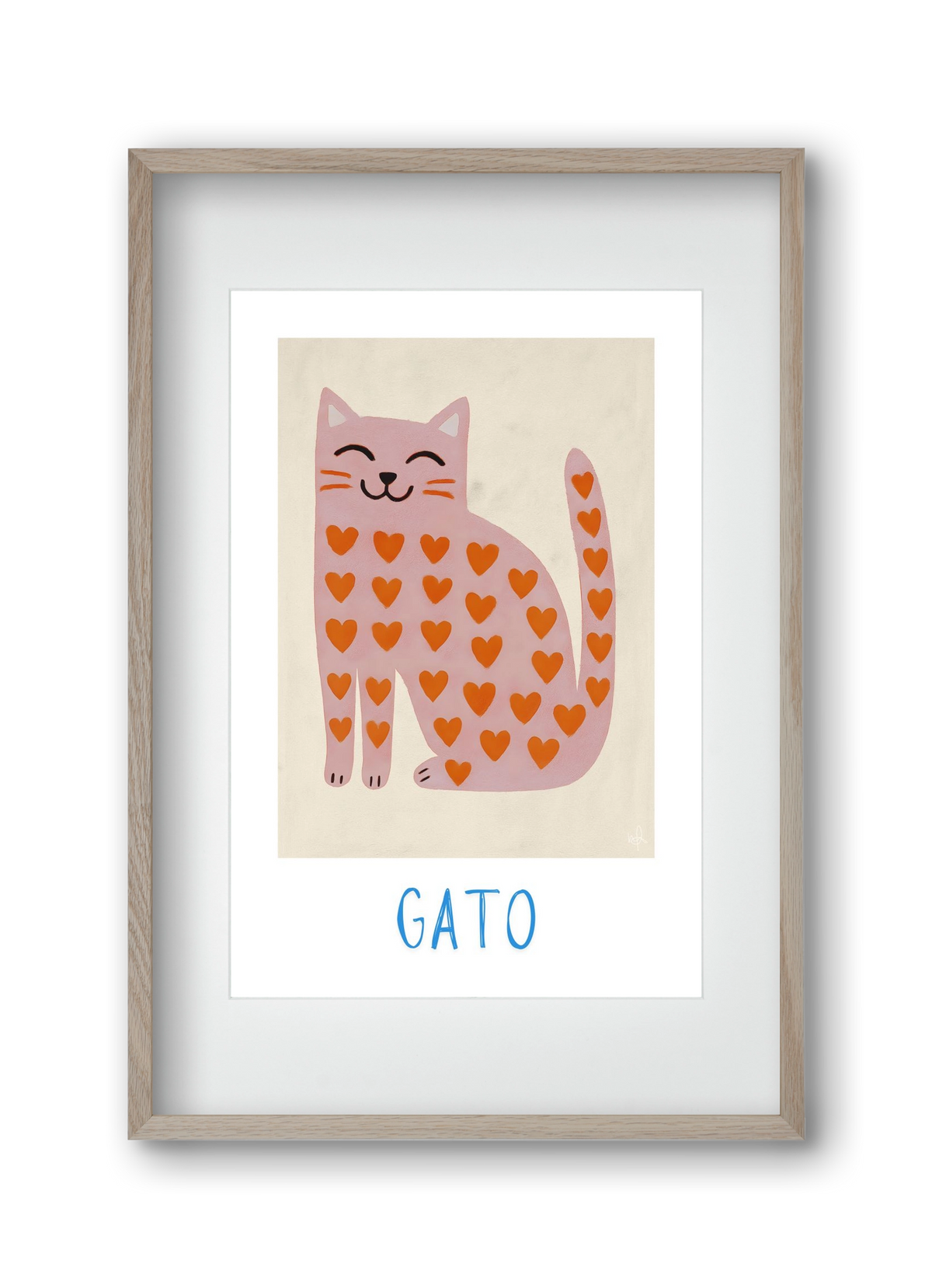 Gato , 30x45 cm (20x30 cm), Tölgy keret, paszpartuval