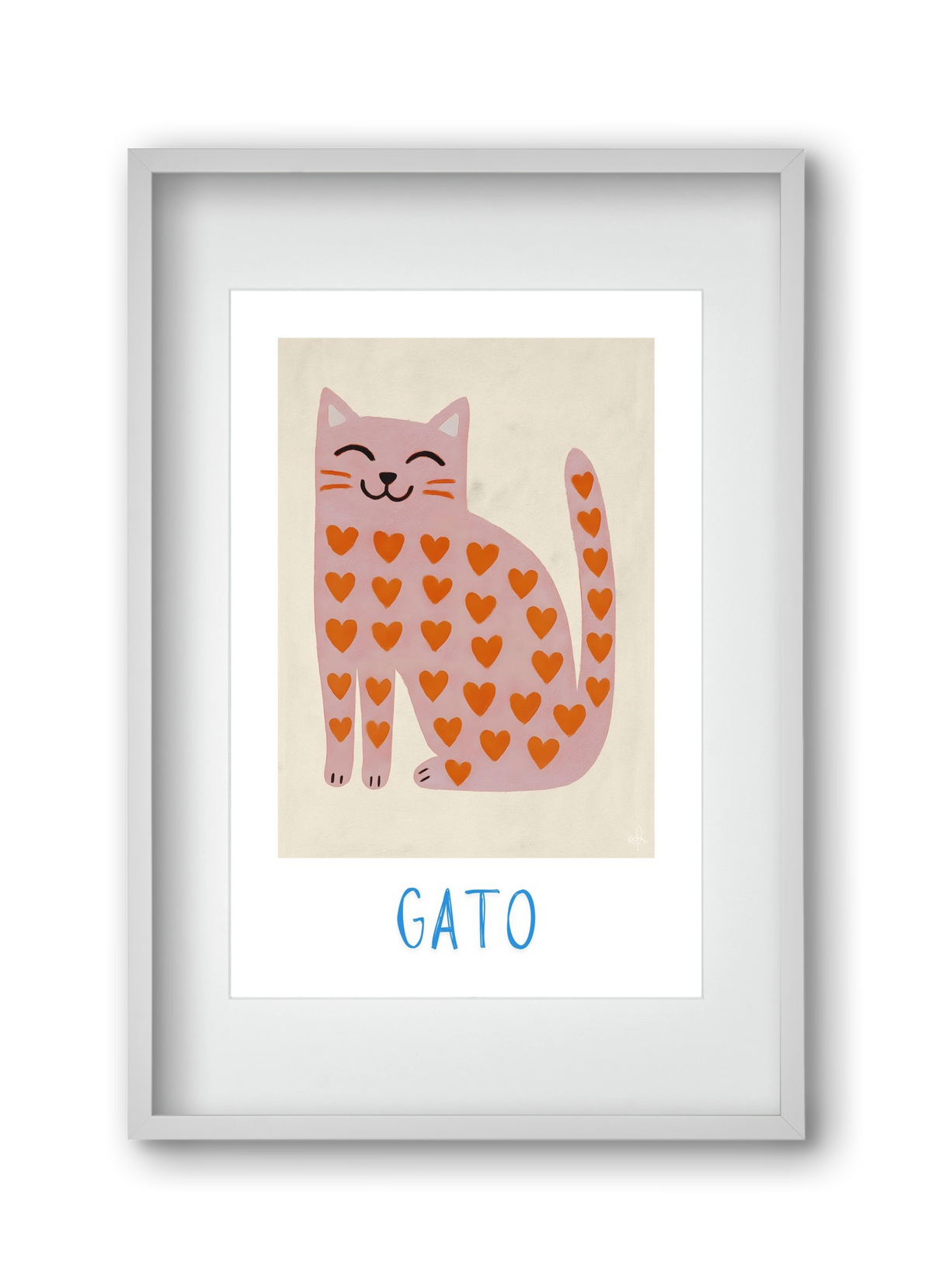 Gato , 30x45 cm (20x30 cm), Fehér keret, paszpartuval